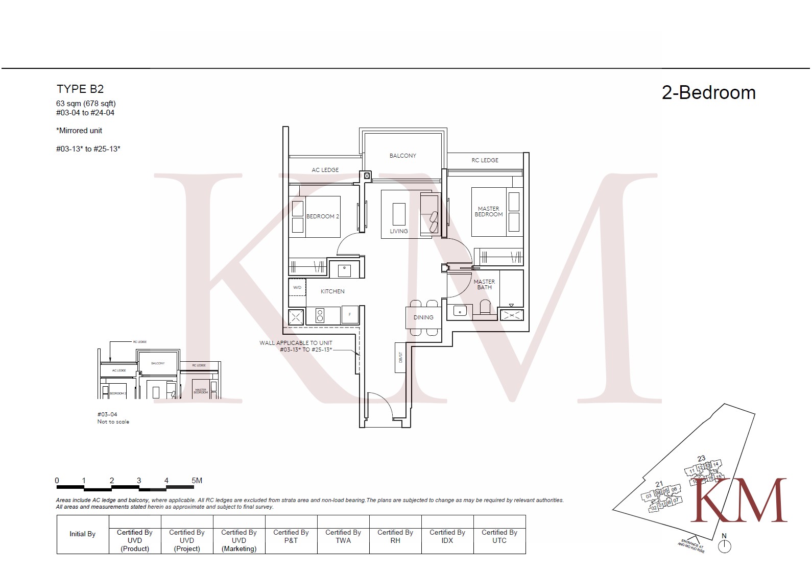 Amo Residence Type B2 floor plan, 2-bedroom