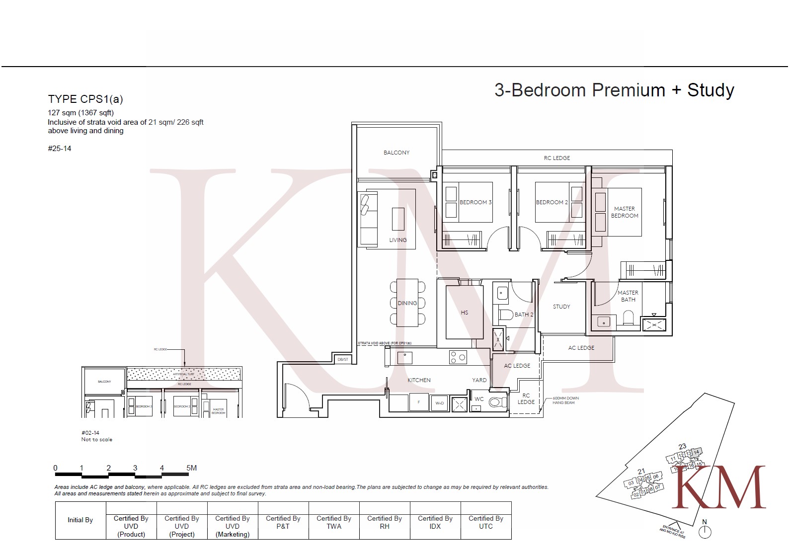 Amo Residence Type CPS1(a) floor plan, 3-bedroom