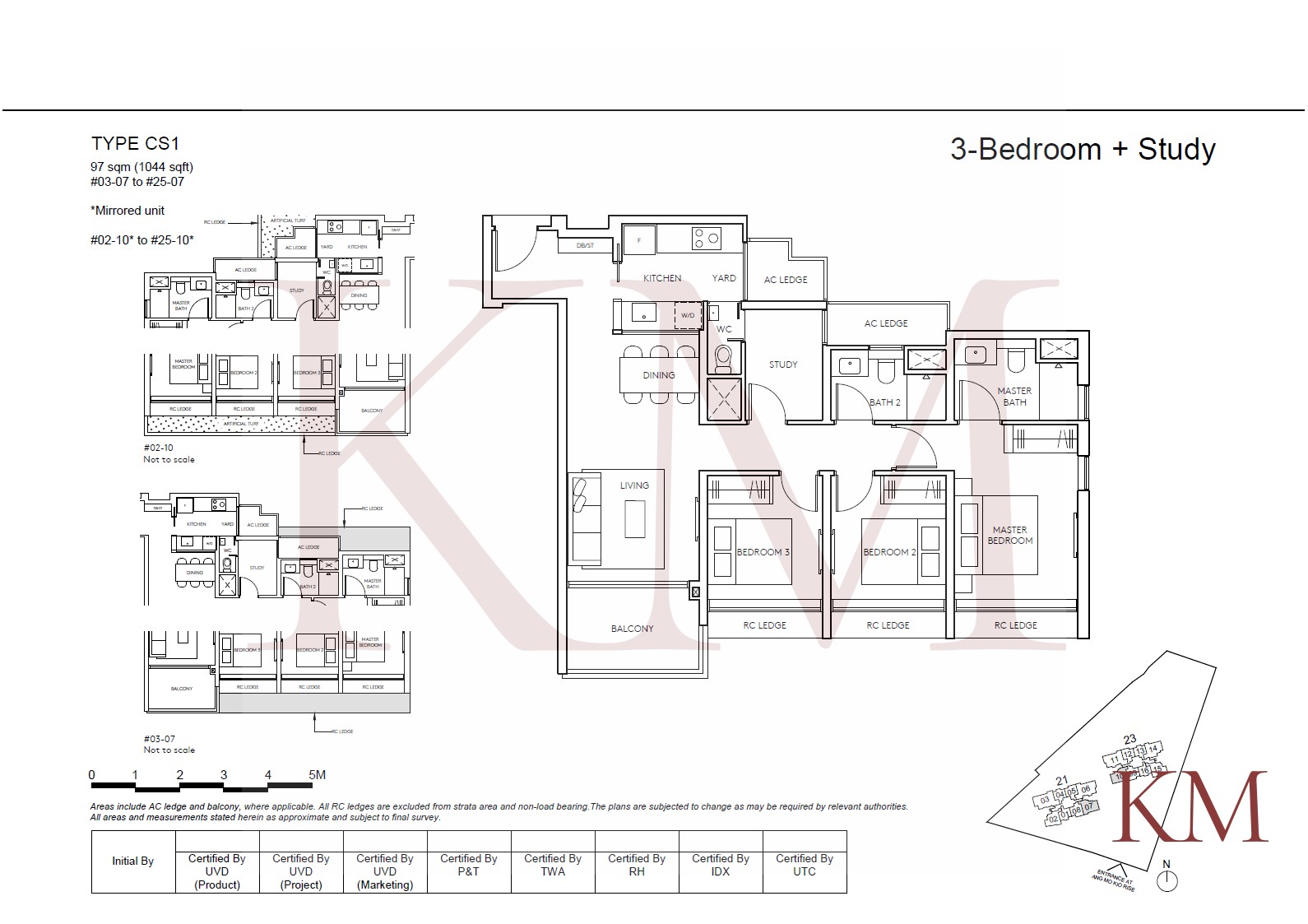 Amo Residence Type CS1 floor plan, 3-bedroom