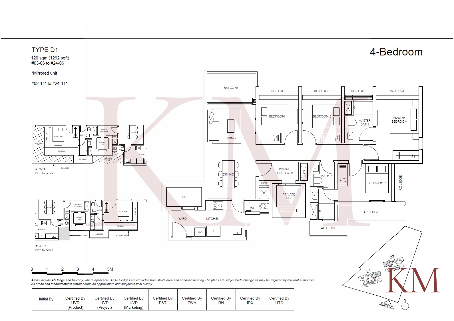 Amo Residence Type D1 floor plan, 4-bedroom