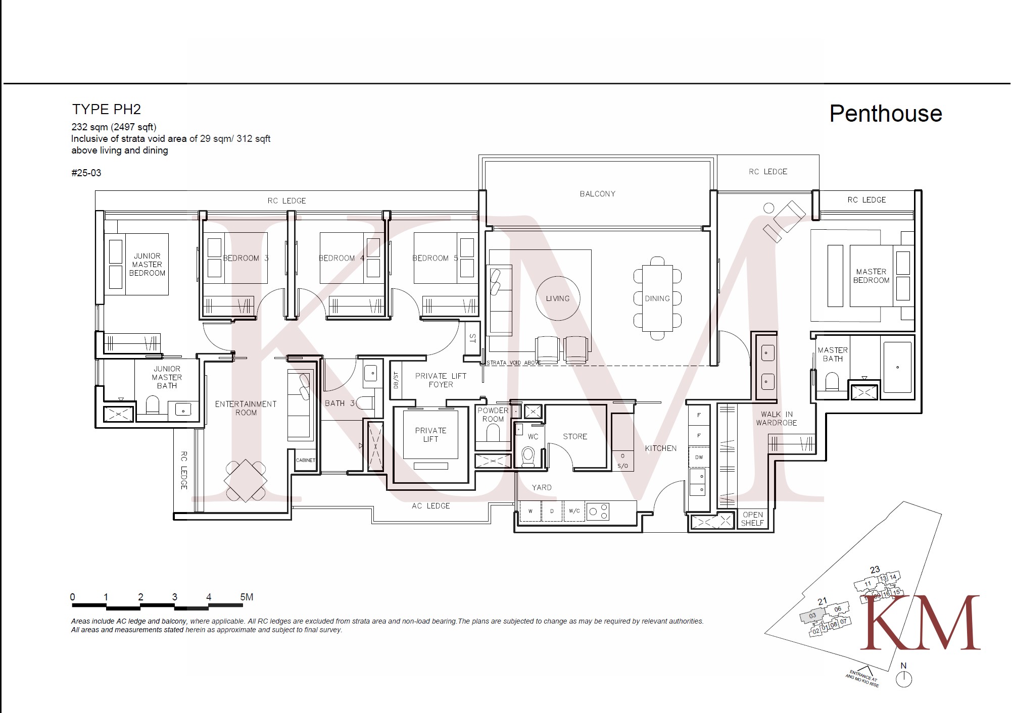 Amo Residence Type PH2 floor plan, 5-bedroom
