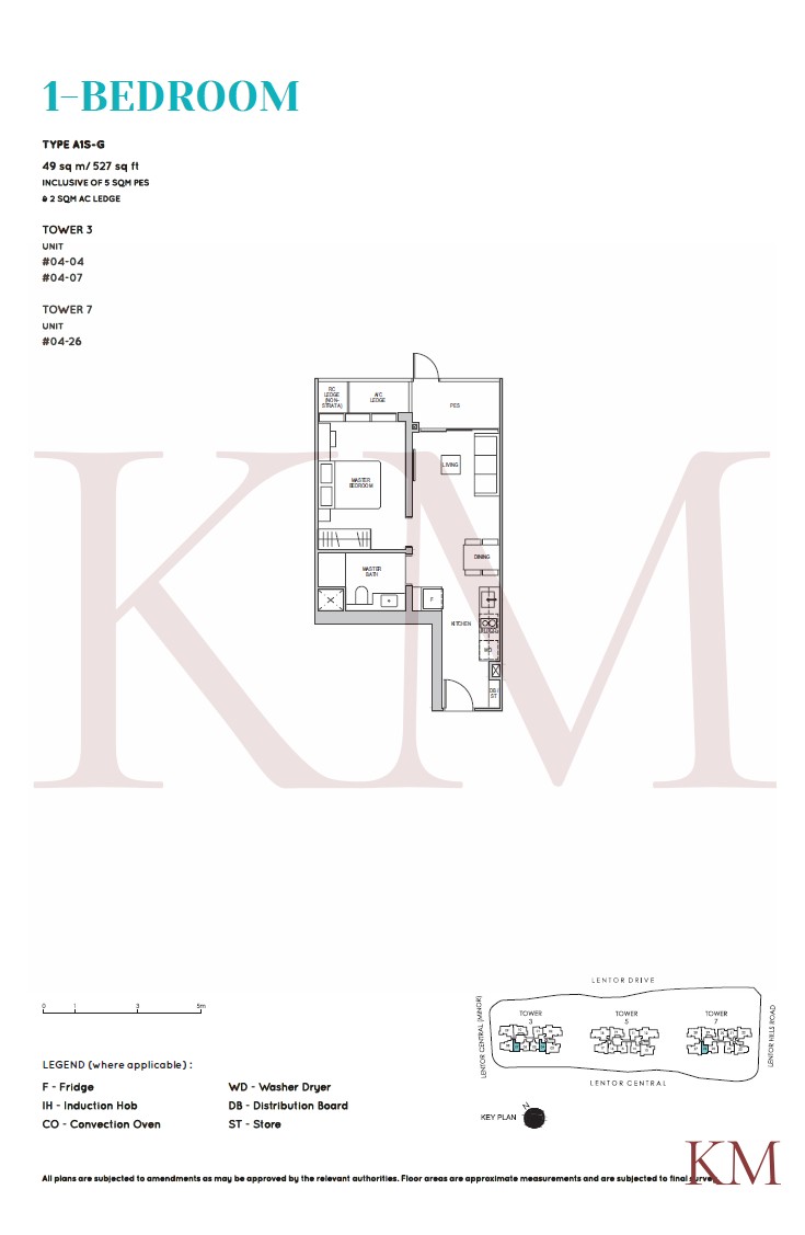 Lentor Modern Type A1S-G floor plan, 1-bedroom