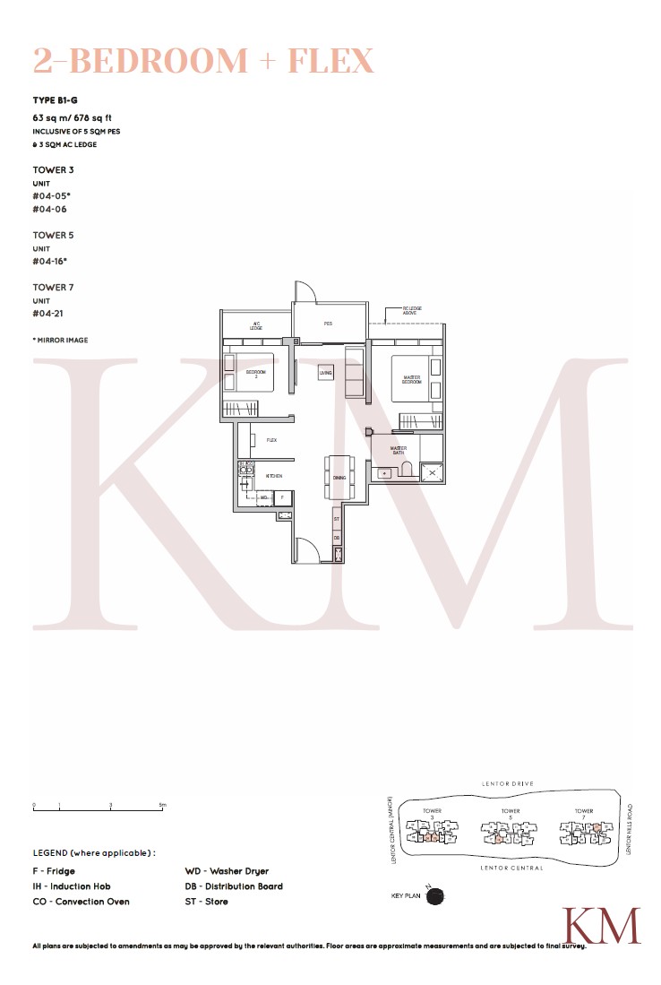 Lentor Modern Type B1-G floor plan, 2-bedroom