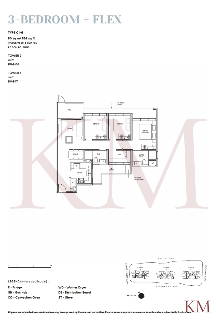 Lentor Modern Type C1-G floor plan, 3-bedroom