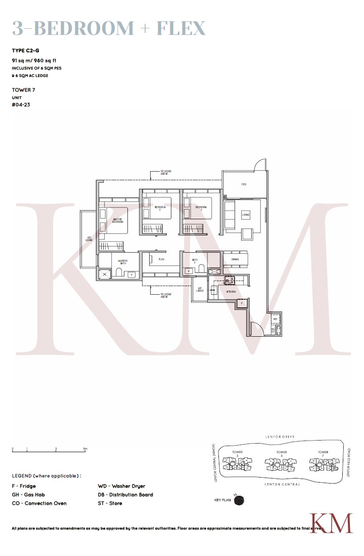 Lentor Modern Type C2-G floor plan, 3-bedroom