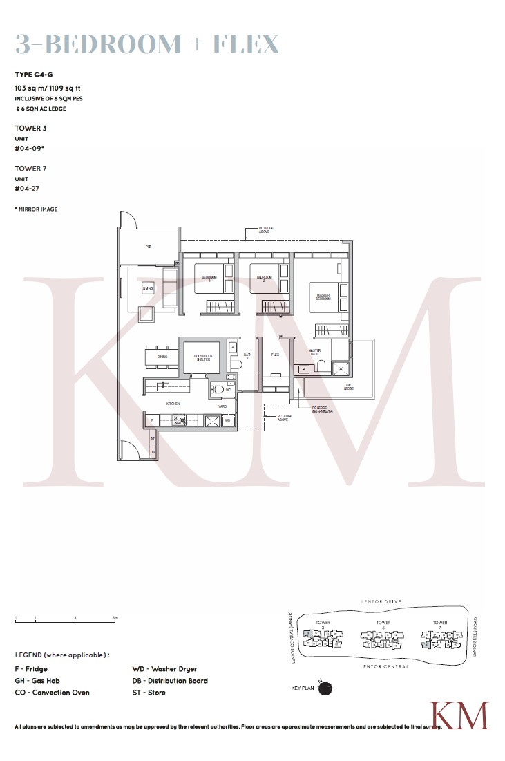 Lentor Modern Type C4-G floor plan, 3-bedroom