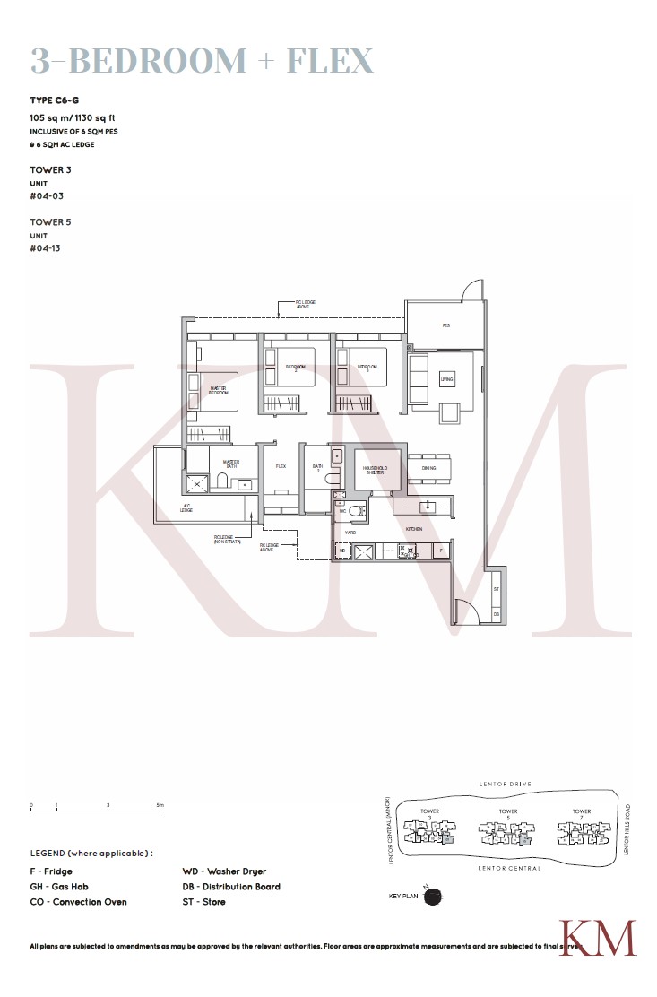 Lentor Modern Type C6-G floor plan, 3-bedroom