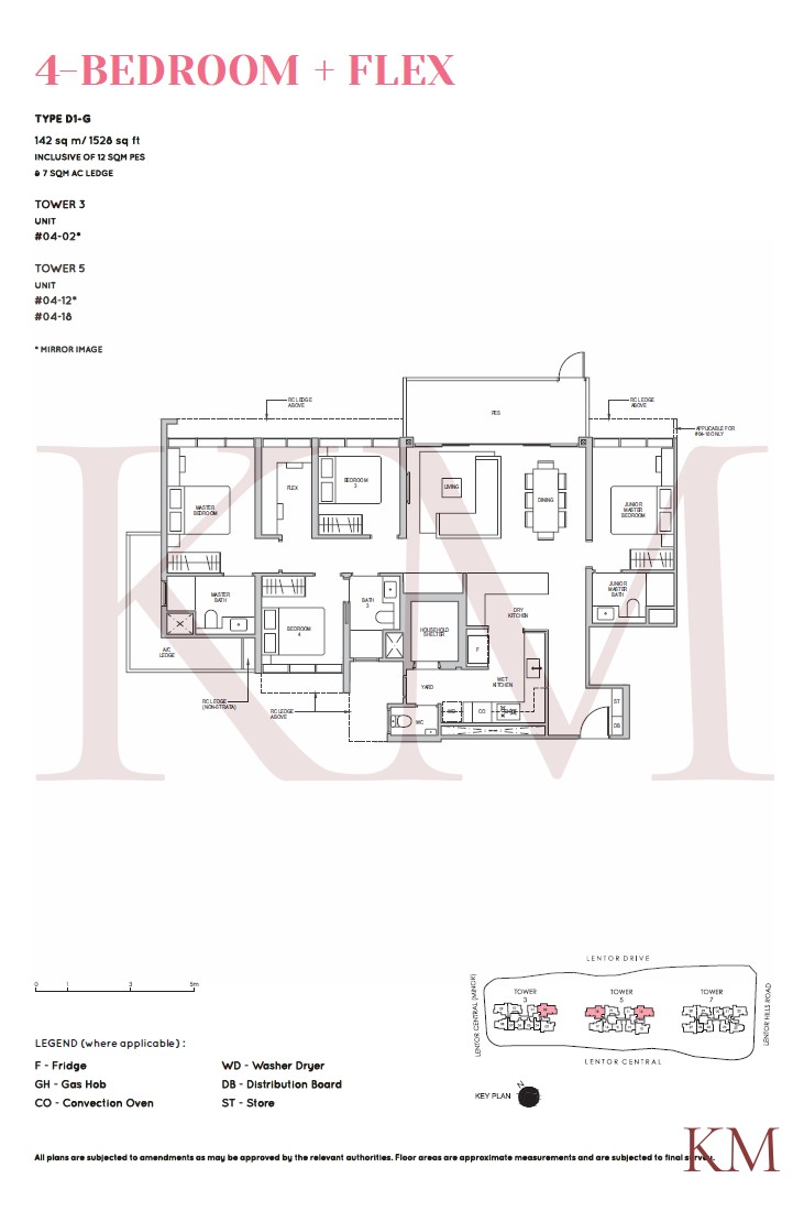 Lentor Modern Type D1-G floor plan, 4-bedroom