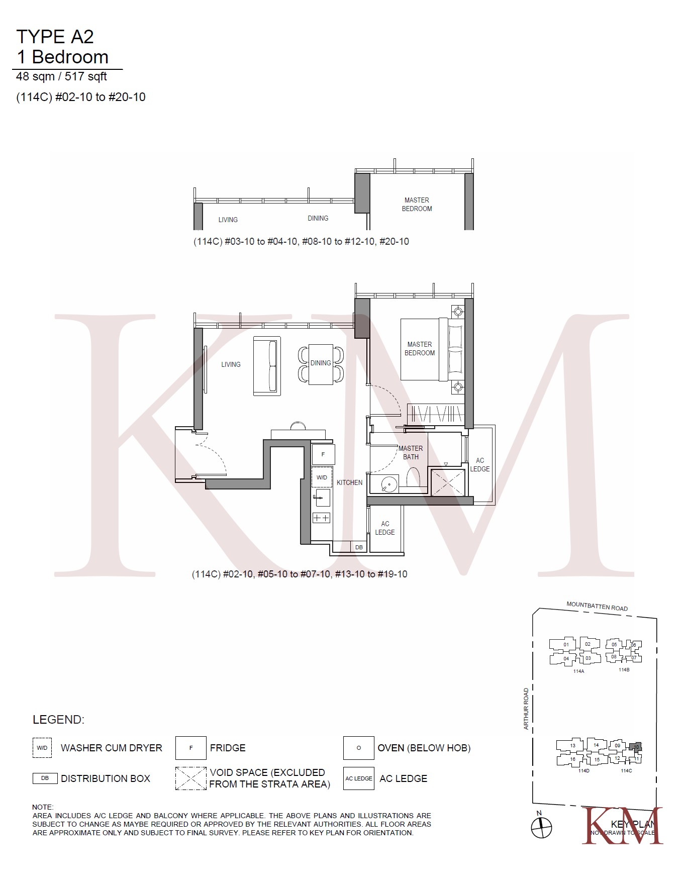 LIV@MB Type A2 floor plan, 1-bedroom