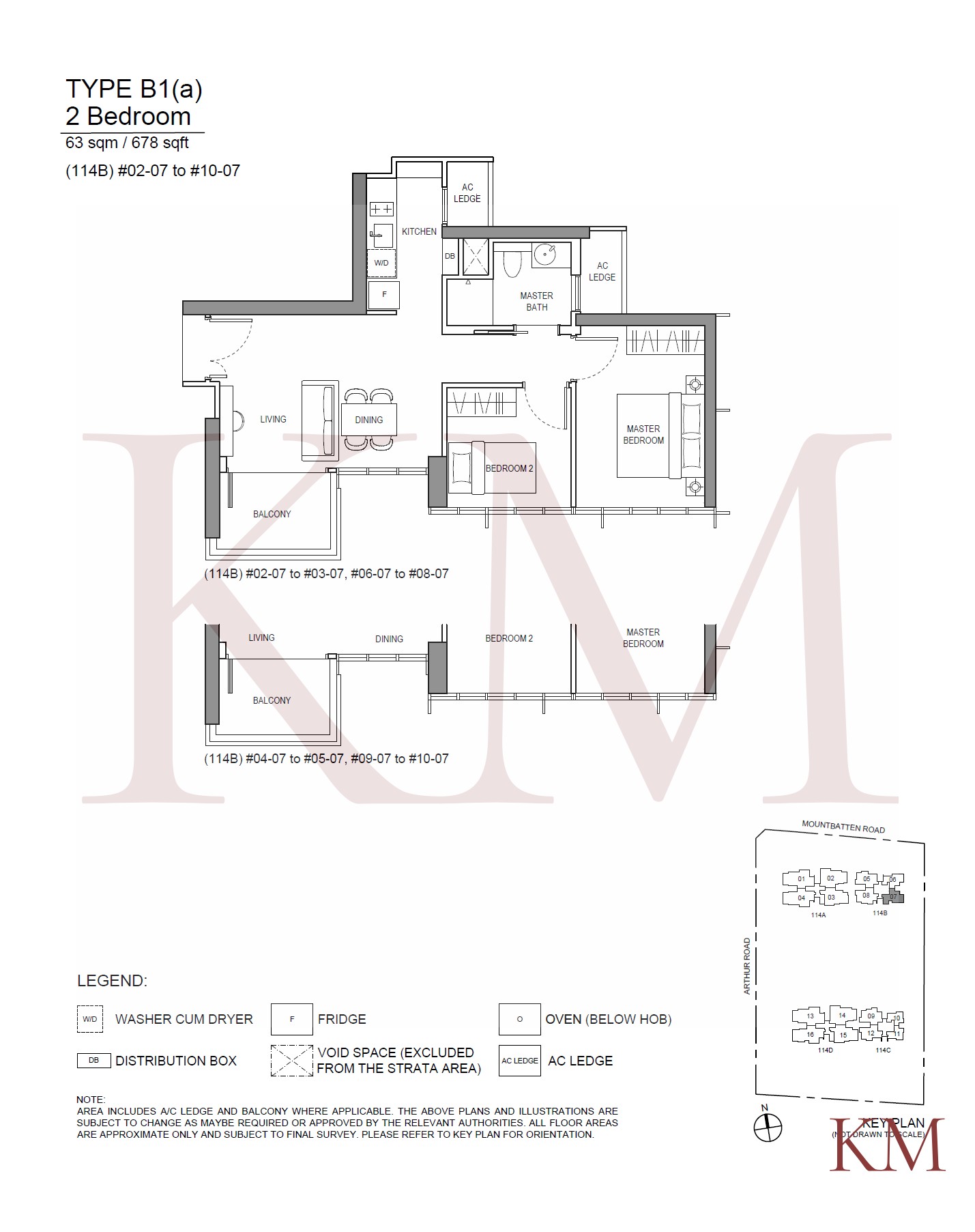 LIV@MB Type B1(a) floor plan, 2-bedroom