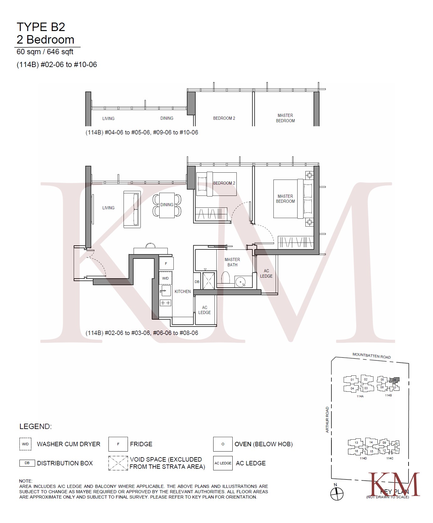 LIV@MB Type B2 floor plan, 2-bedroom