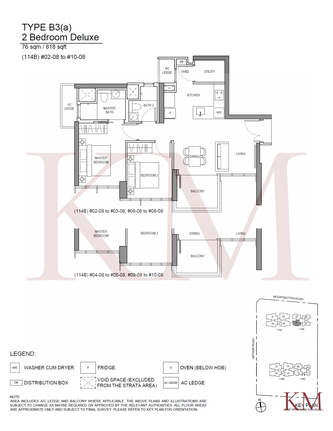 LIV@MB Type B3(a) floor plan, 2-bedroom