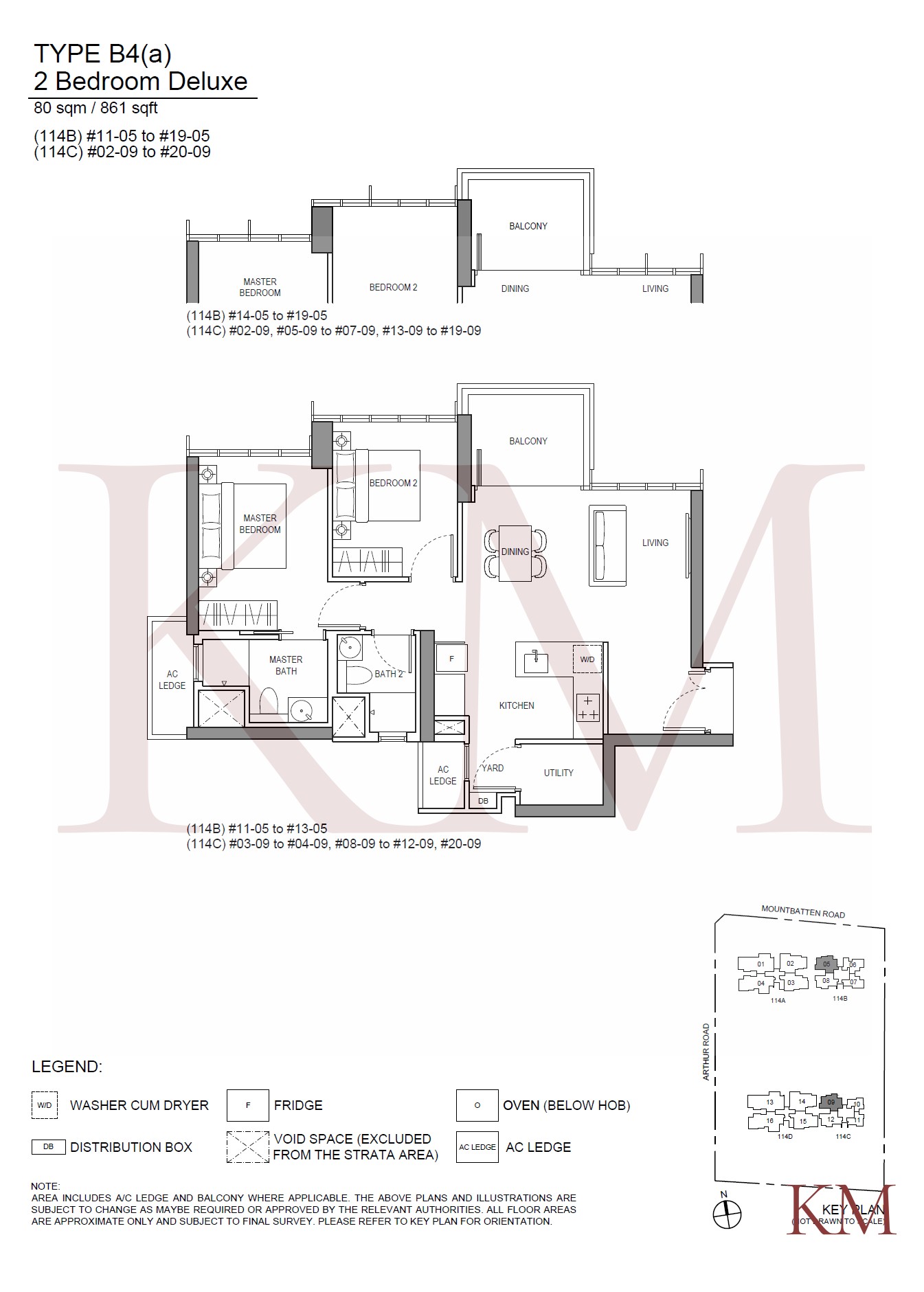 LIV@MB Type B4(a) floor plan, 2-bedroom