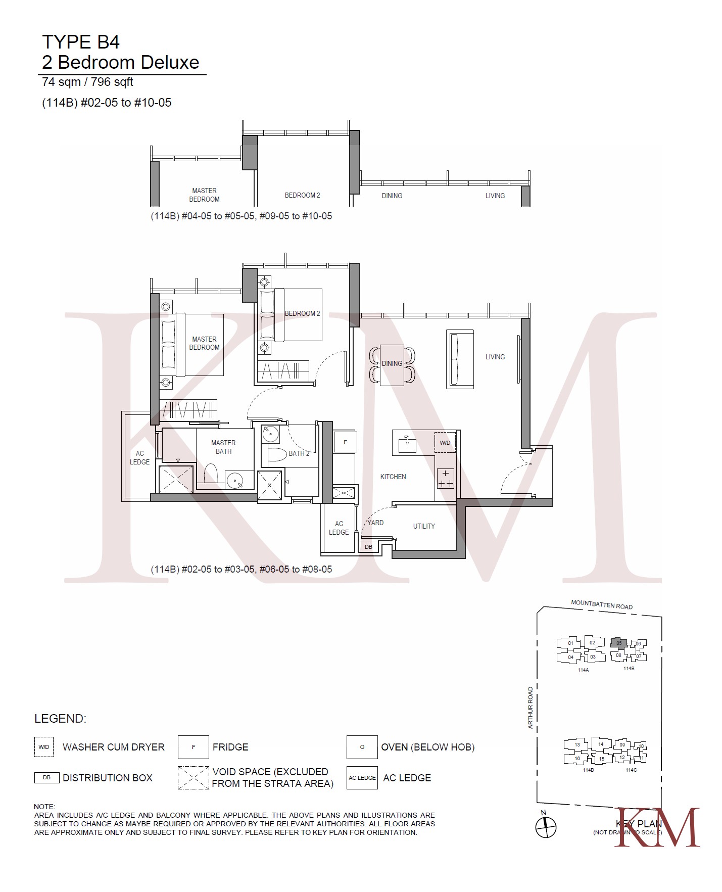 LIV@MB Type B4 floor plan, 2-bedroom