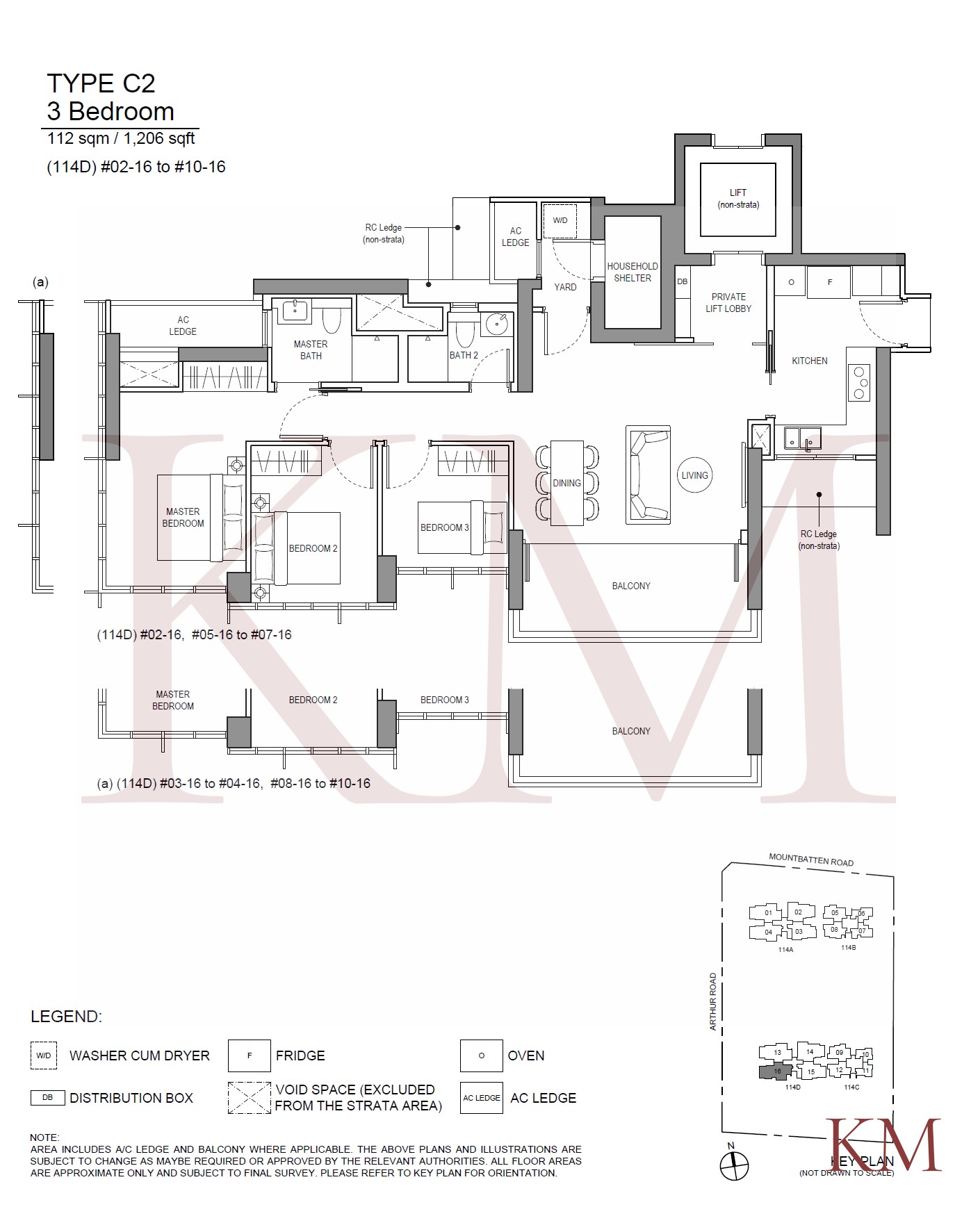 LIV@MB Type C2 floor plan, 3-bedroom