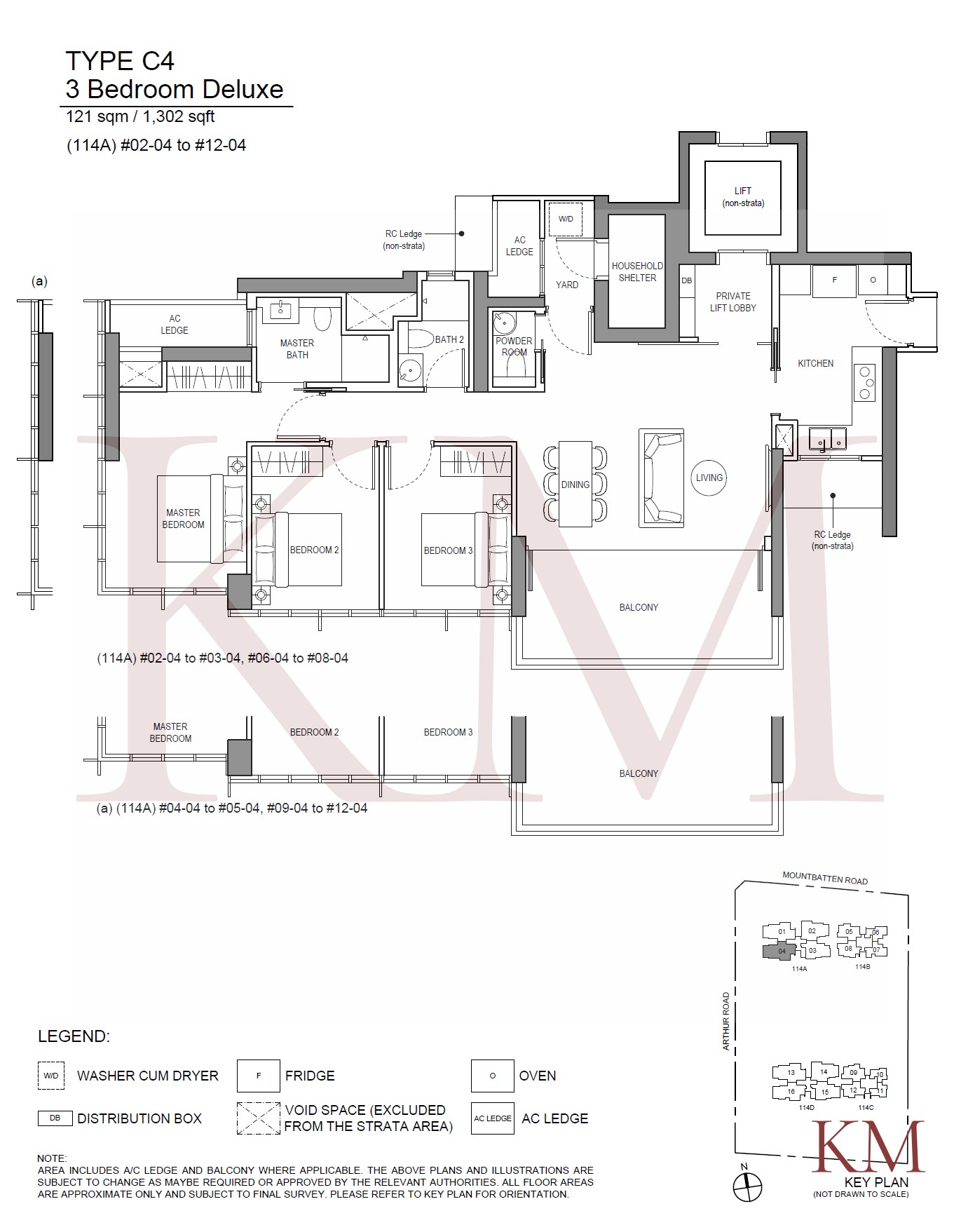 LIV@MB Type C4 floor plan, 3-bedroom