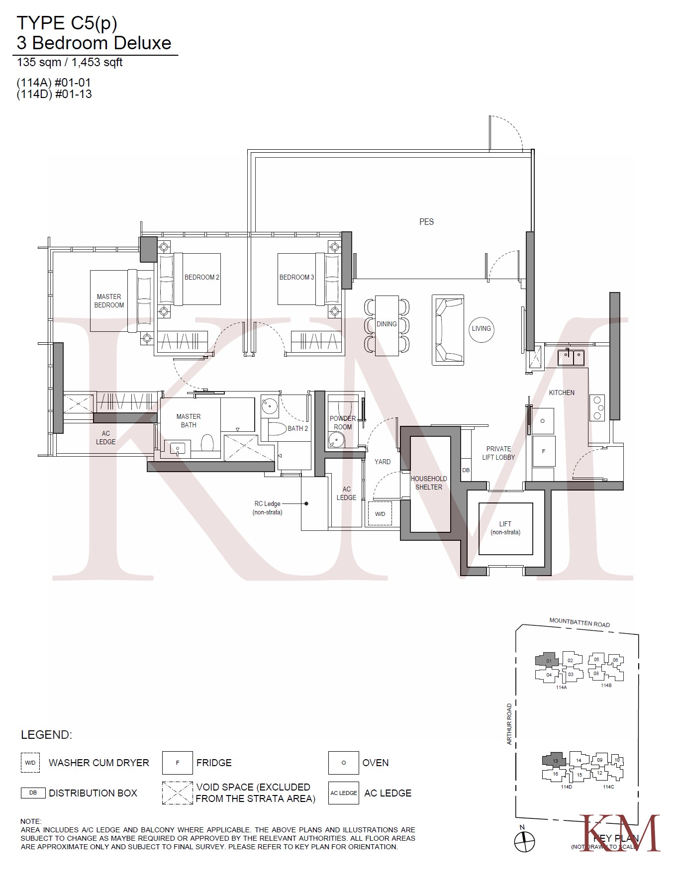 LIV@MB Type C5(p) floor plan, 3-bedroom
