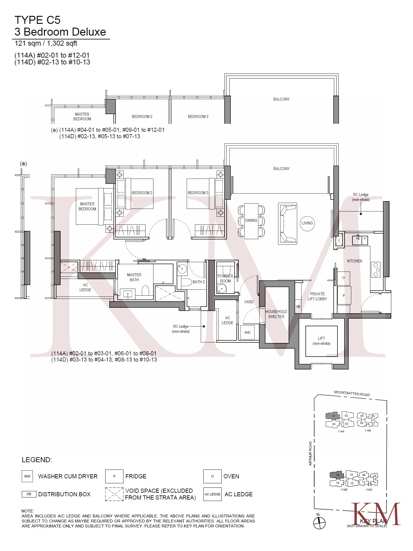 LIV@MB Type C5 floor plan, 3-bedroom