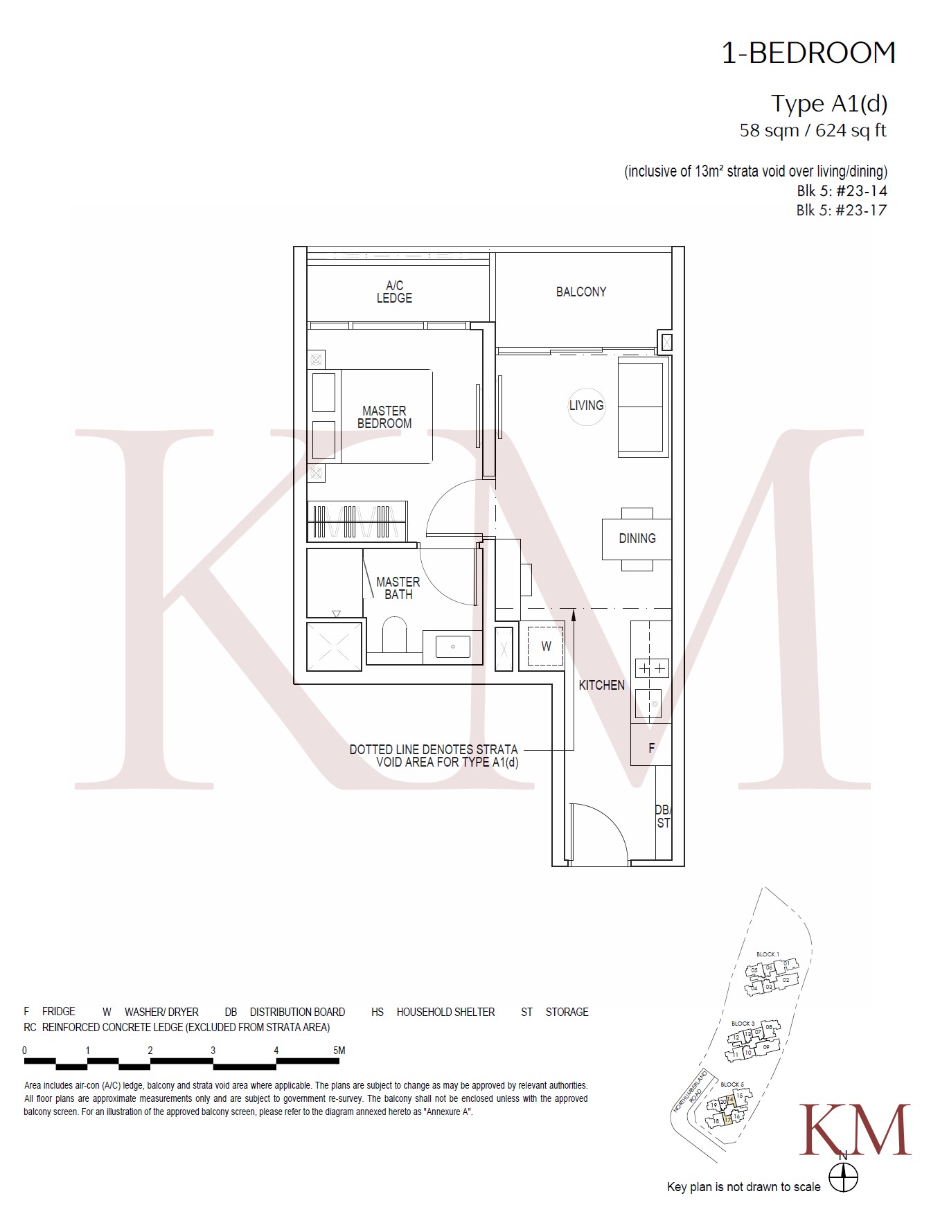 Piccadilly Grand Type A1(d) floor plan, 1-bedroom