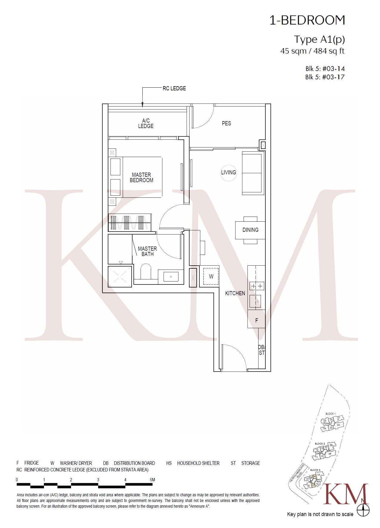 Piccadilly Grand Type A1(p) floor plan, 1-bedroom