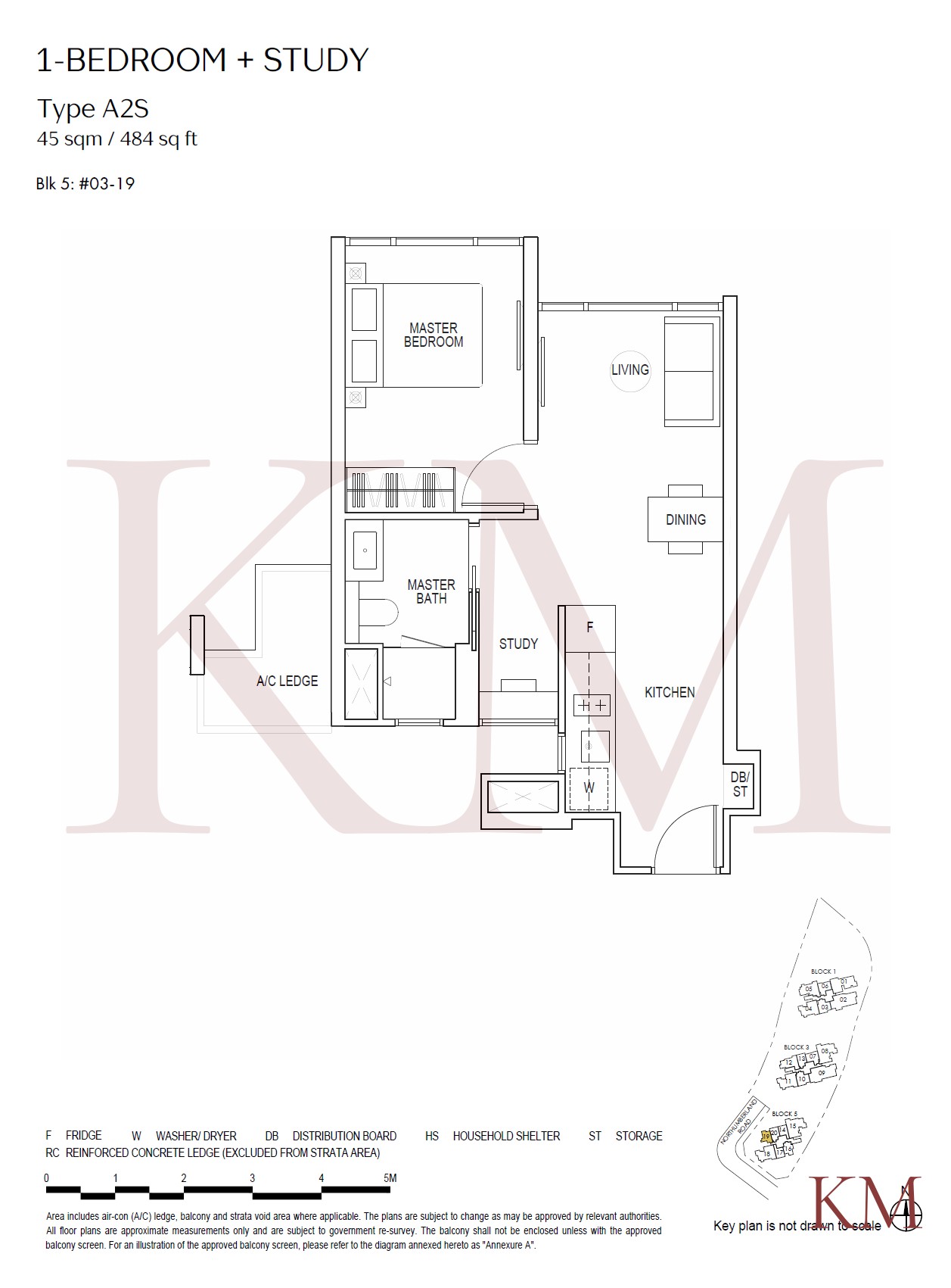Piccadilly Grand Type A2S floor plan, 1-bedroom