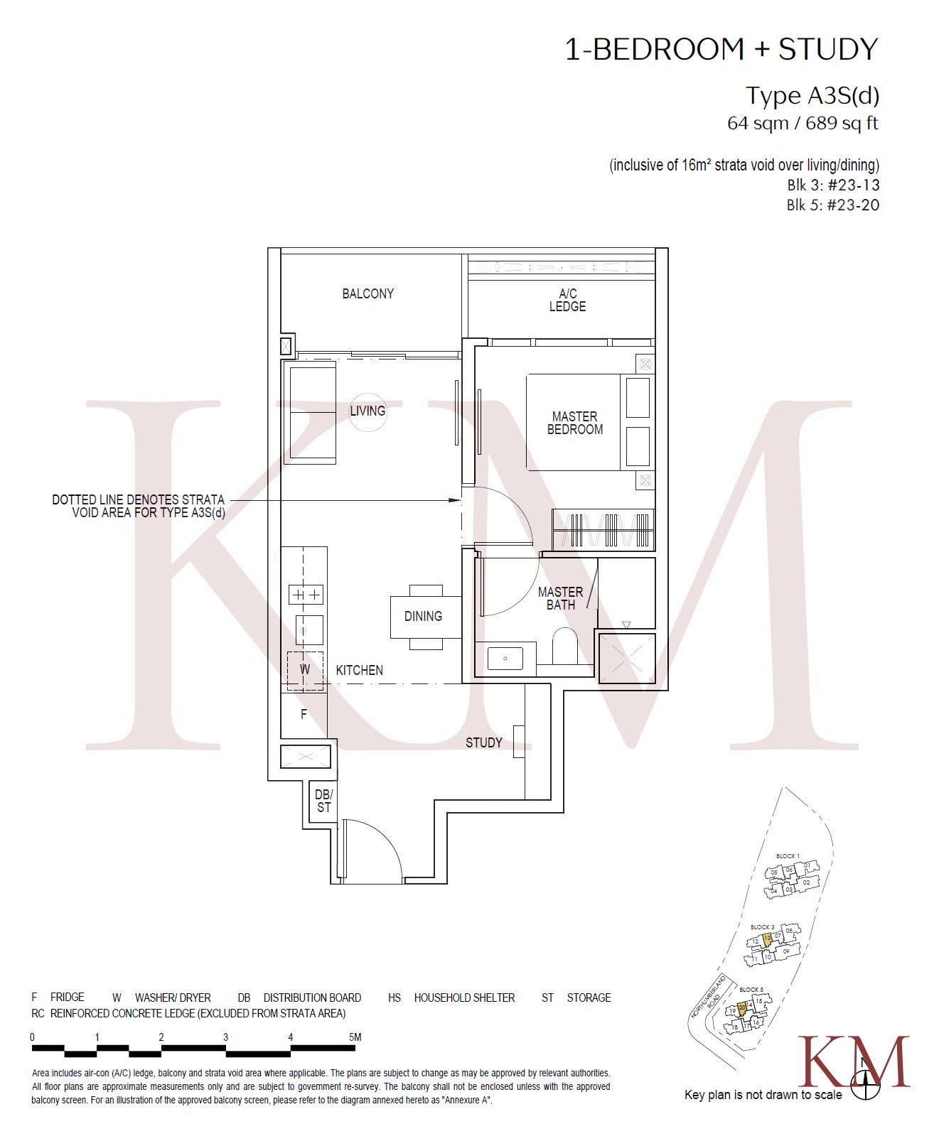 Piccadilly Grand Type A3S(d) floor plan, 1-bedroom