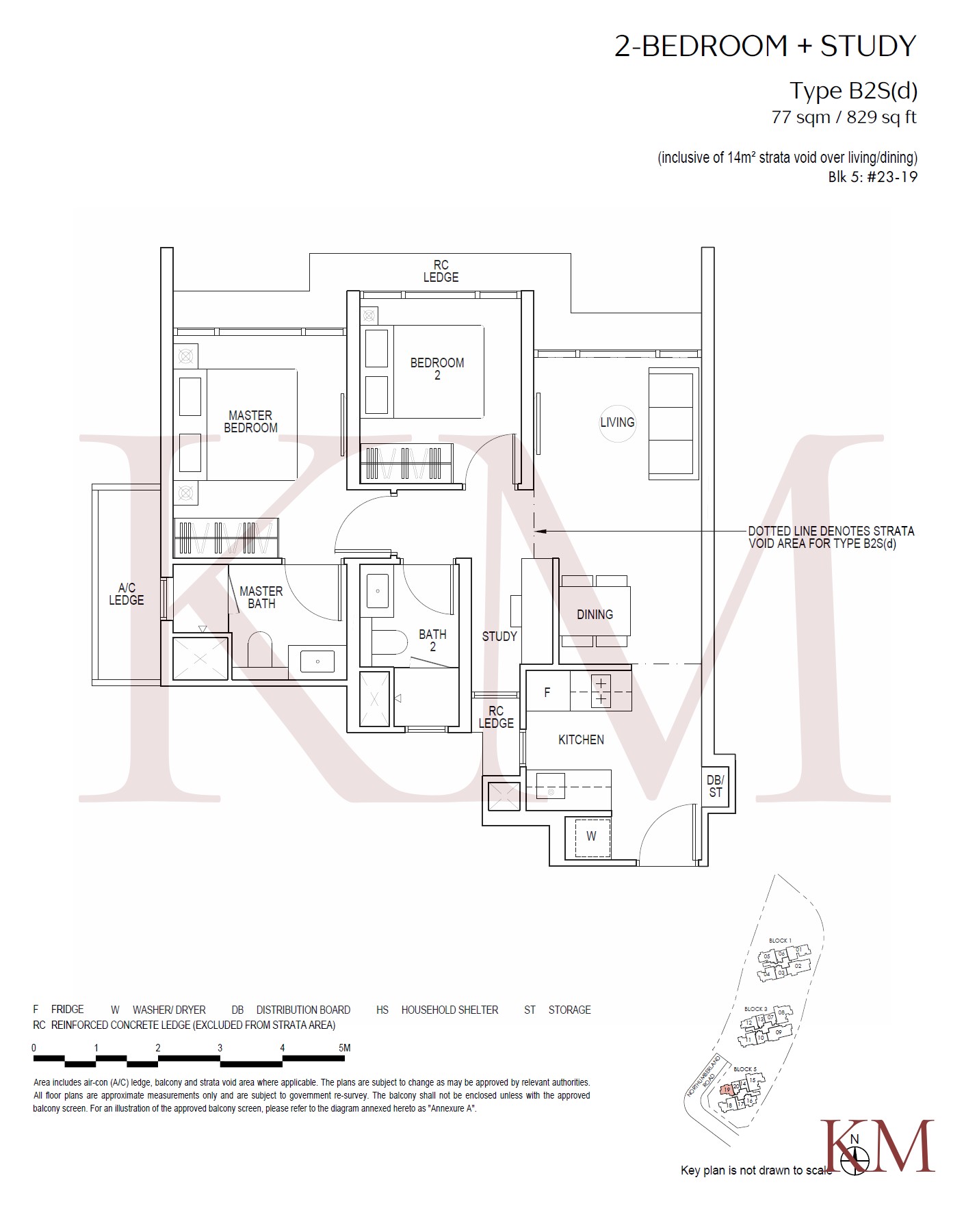 Piccadilly Grand Type B2S(d) floor plan, 2-bedroom