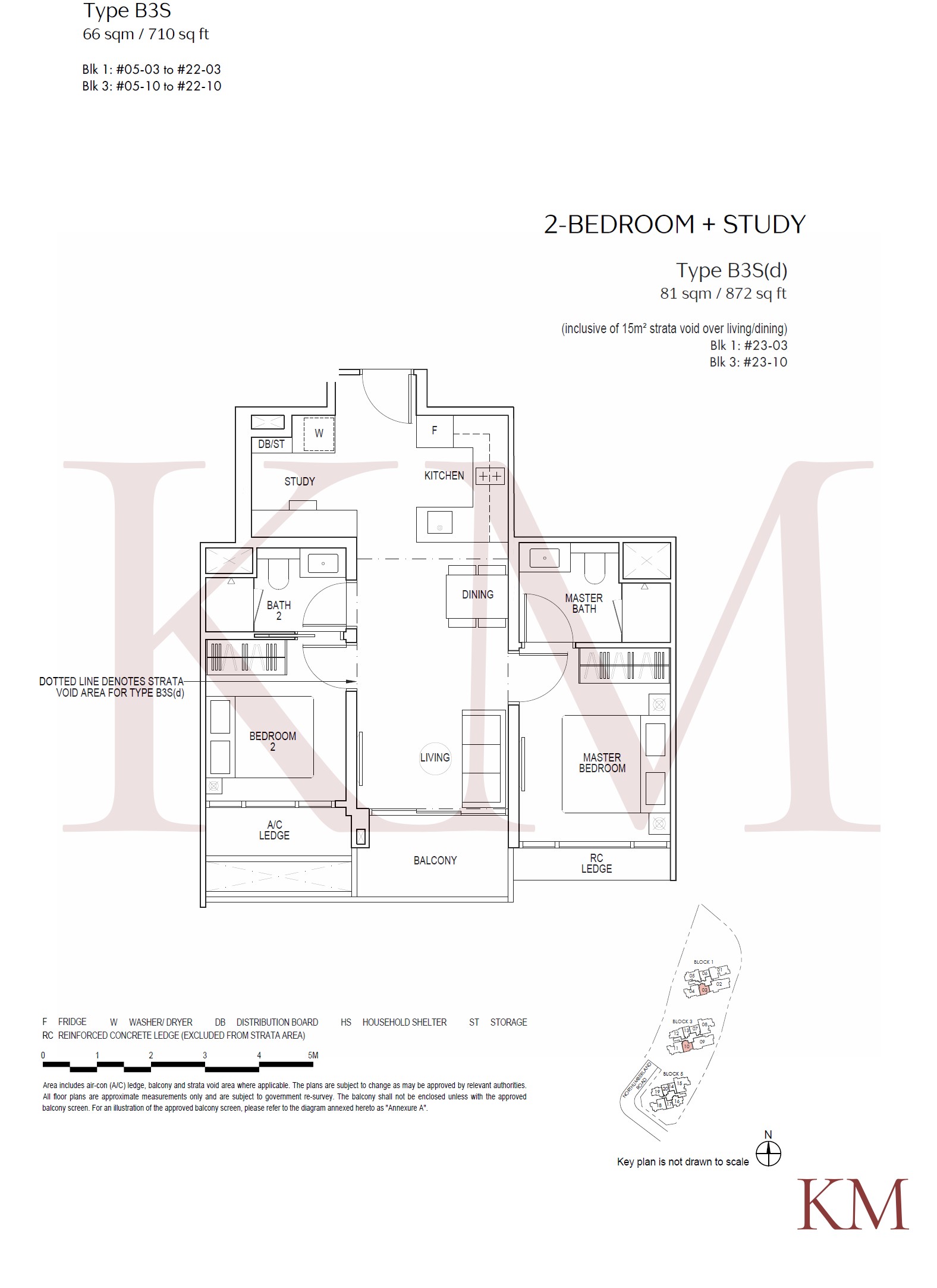 Piccadilly Grand Type B3S(d) floor plan, 2-bedroom