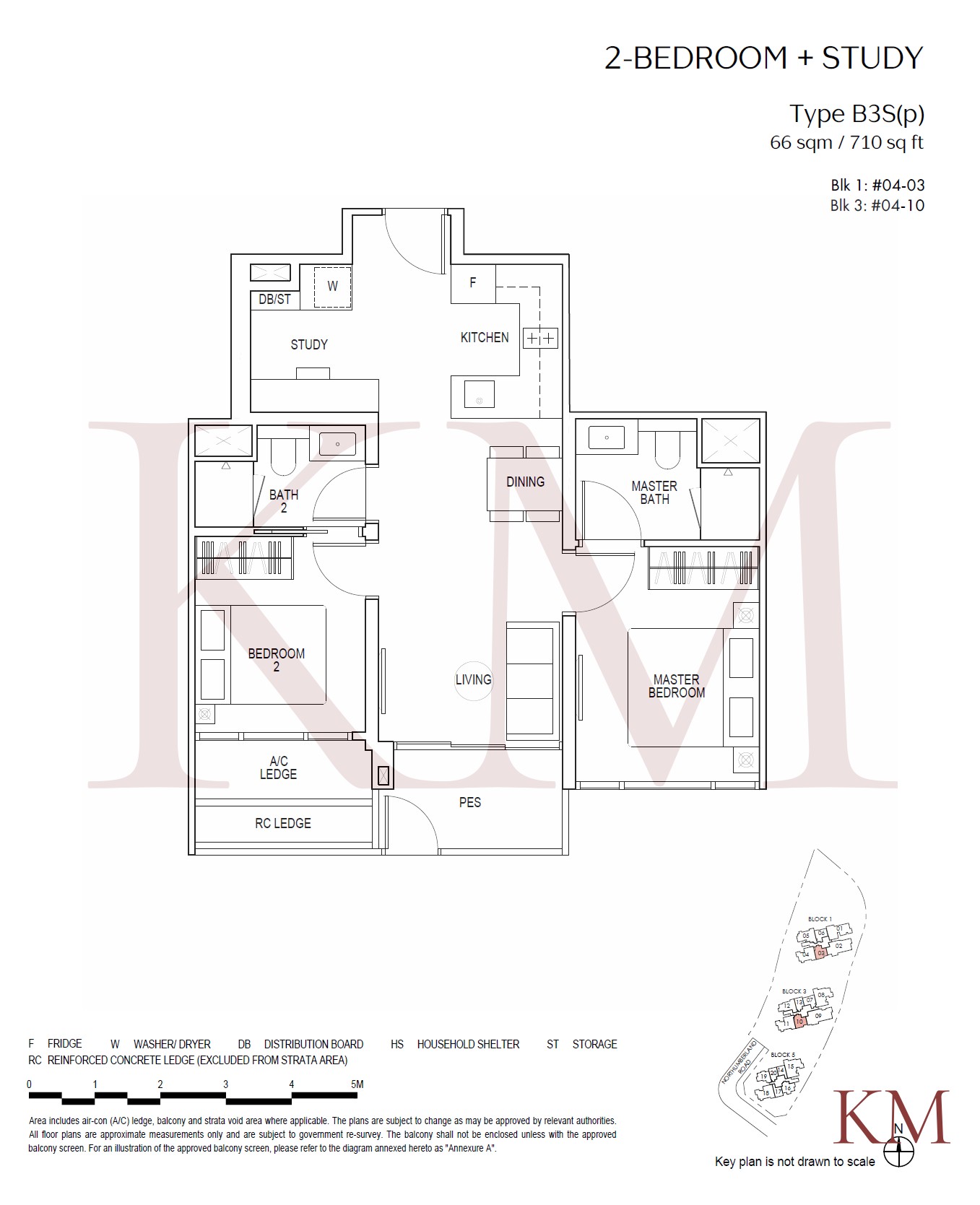 Piccadilly Grand Type B3S(p) floor plan, 2-bedroom
