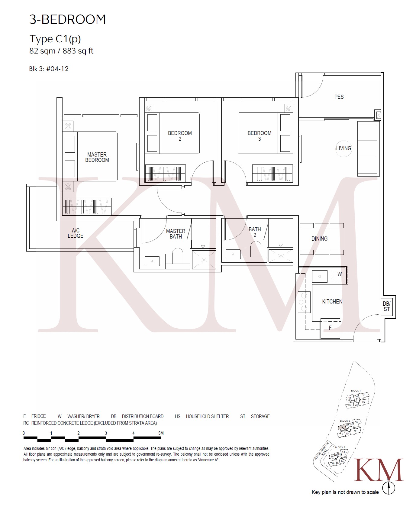 Piccadilly Grand Type C1(p) floor plan, 3-bedroom