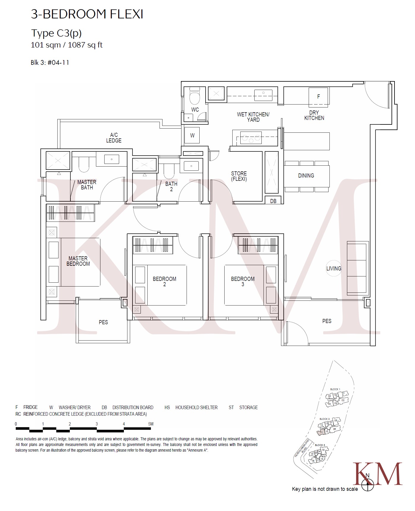Piccadilly Grand Type C3(p) floor plan, 3-bedroom
