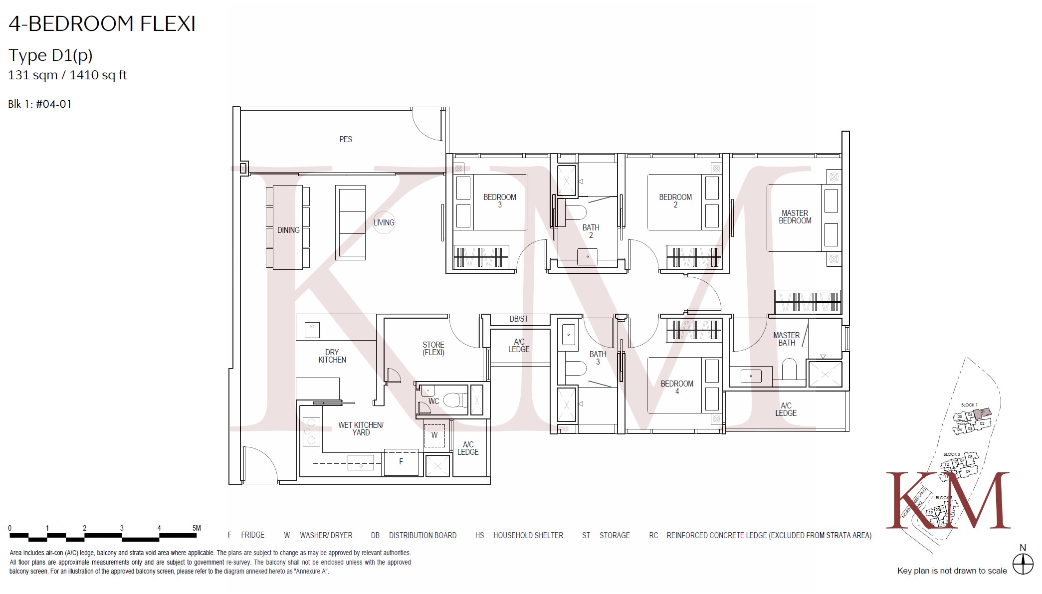 Piccadilly Grand Type D1(p) floor plan, 4-bedroom