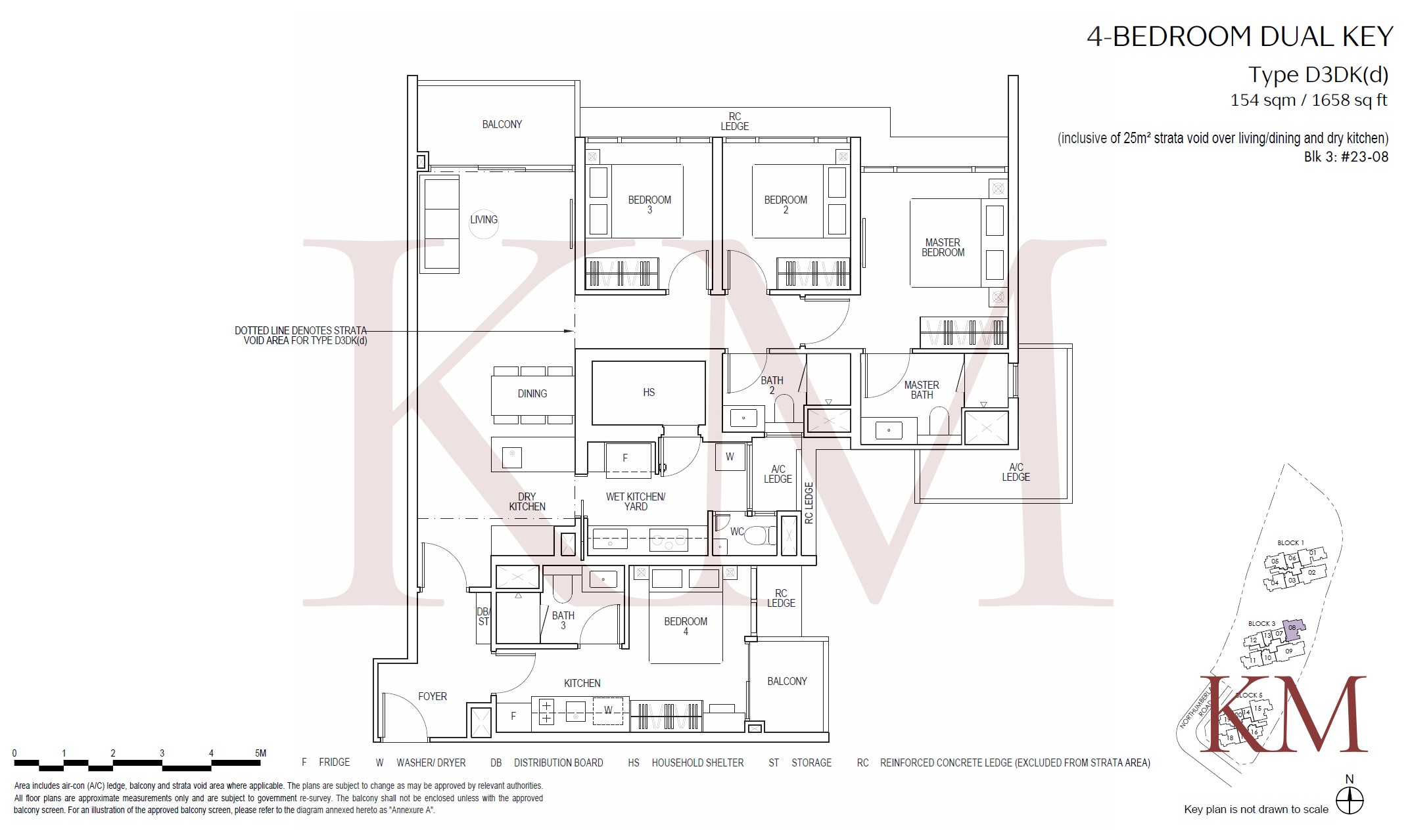 Piccadilly Grand Type D3DK(d) floor plan, 4-bedroom