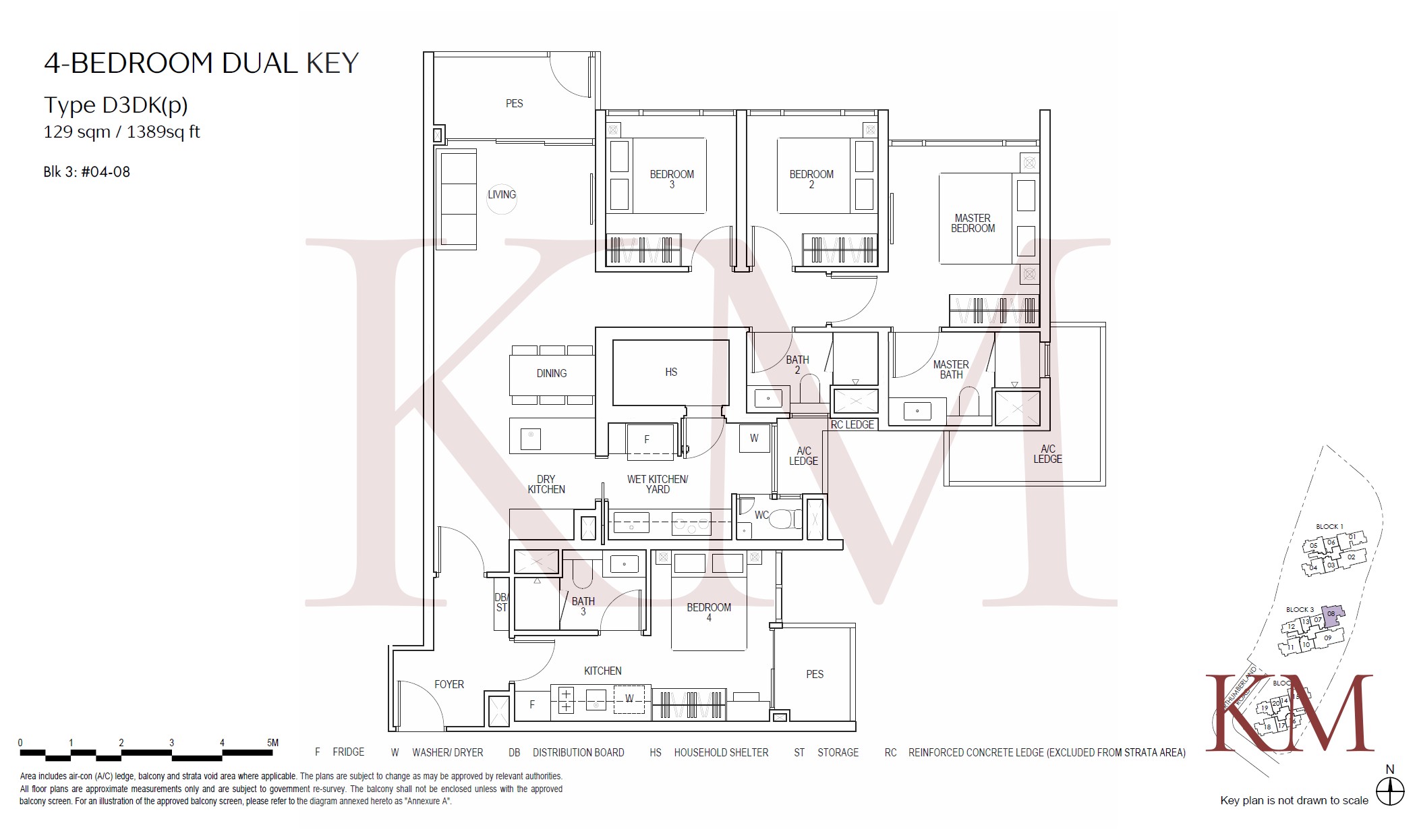 Piccadilly Grand Type D3DK(p) floor plan, 4-bedroom