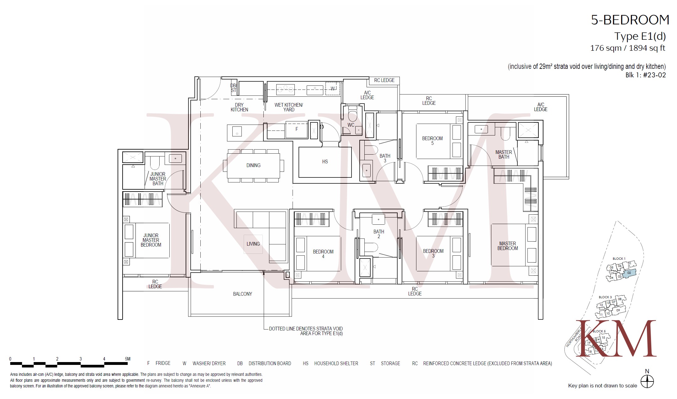 Piccadilly Grand Type E1(d) floor plan, 5-bedroom
