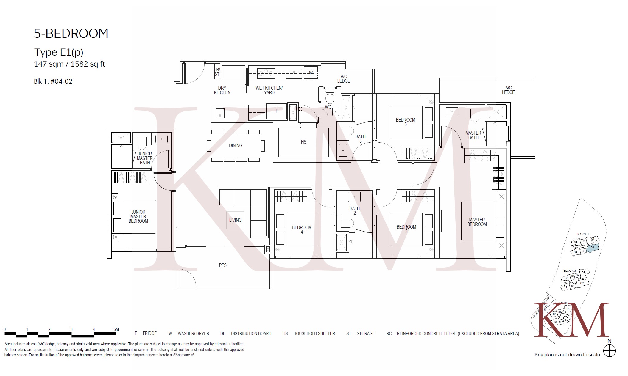 Piccadilly Grand Type E1(p) floor plan, 5-bedroom