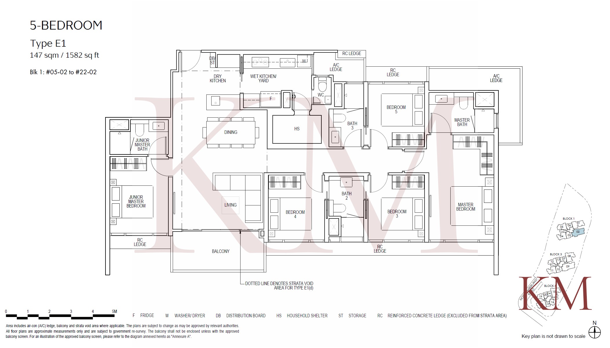 Piccadilly Grand Type E1 floor plan, 5-bedroom