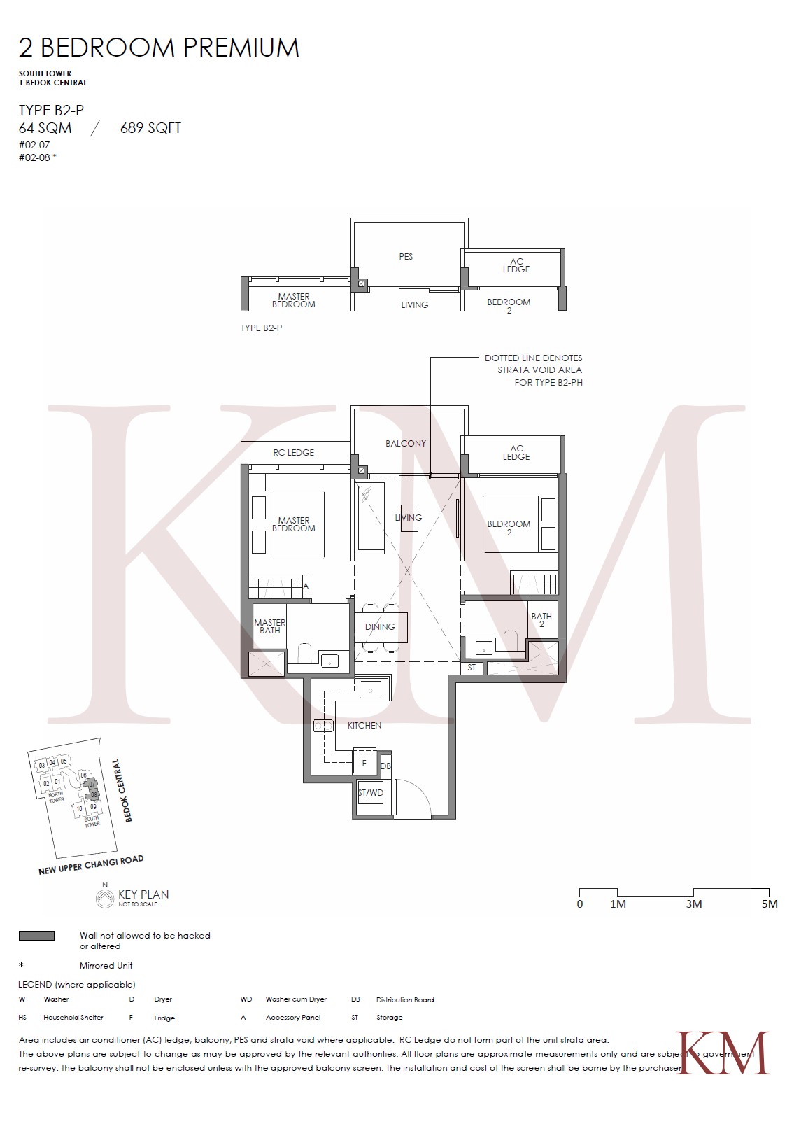 Sky Eden@Bedok Type B2-P floor plan, 2-bedroom