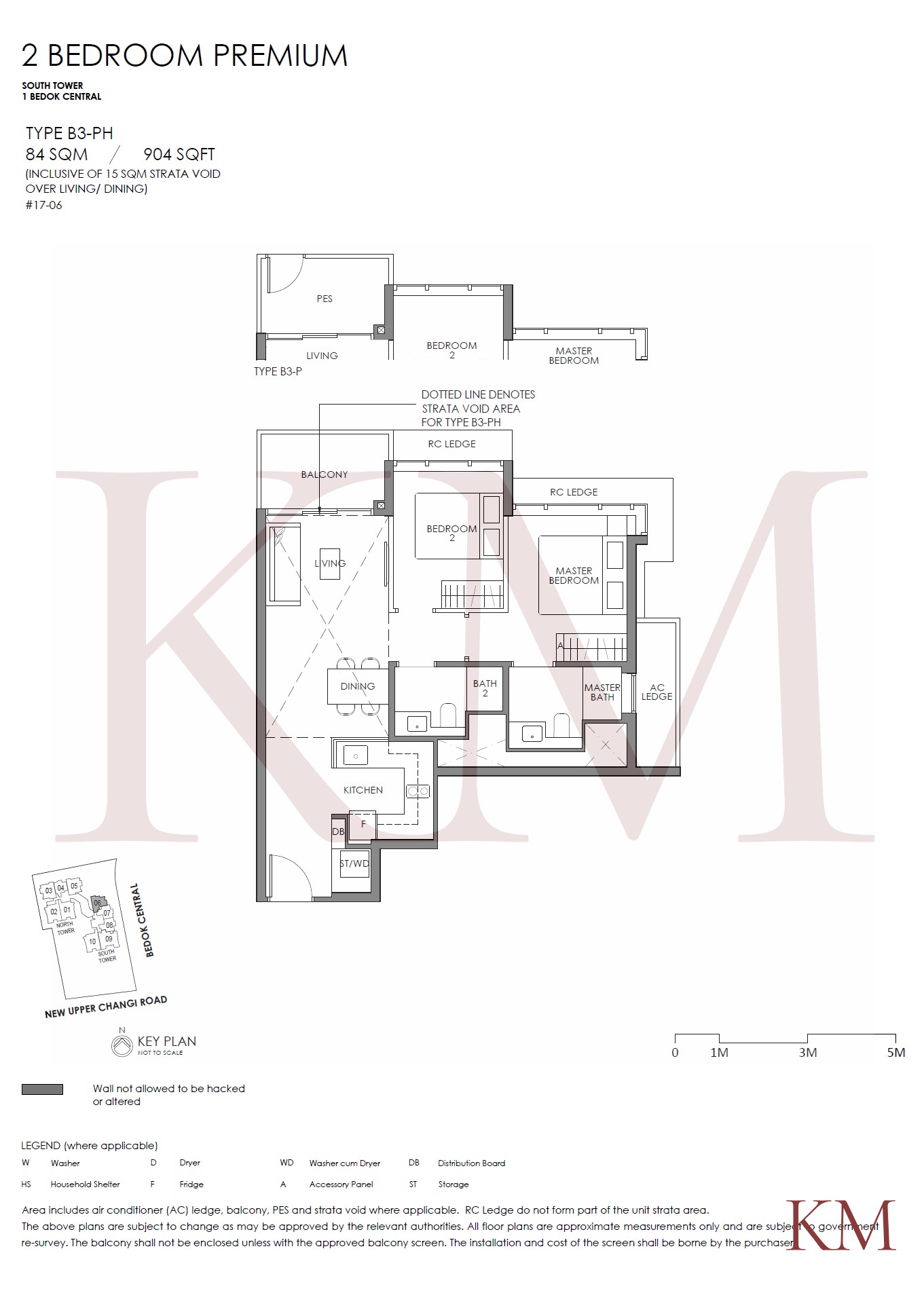 Sky Eden@Bedok Type B3-PH floor plan, 2-bedroom