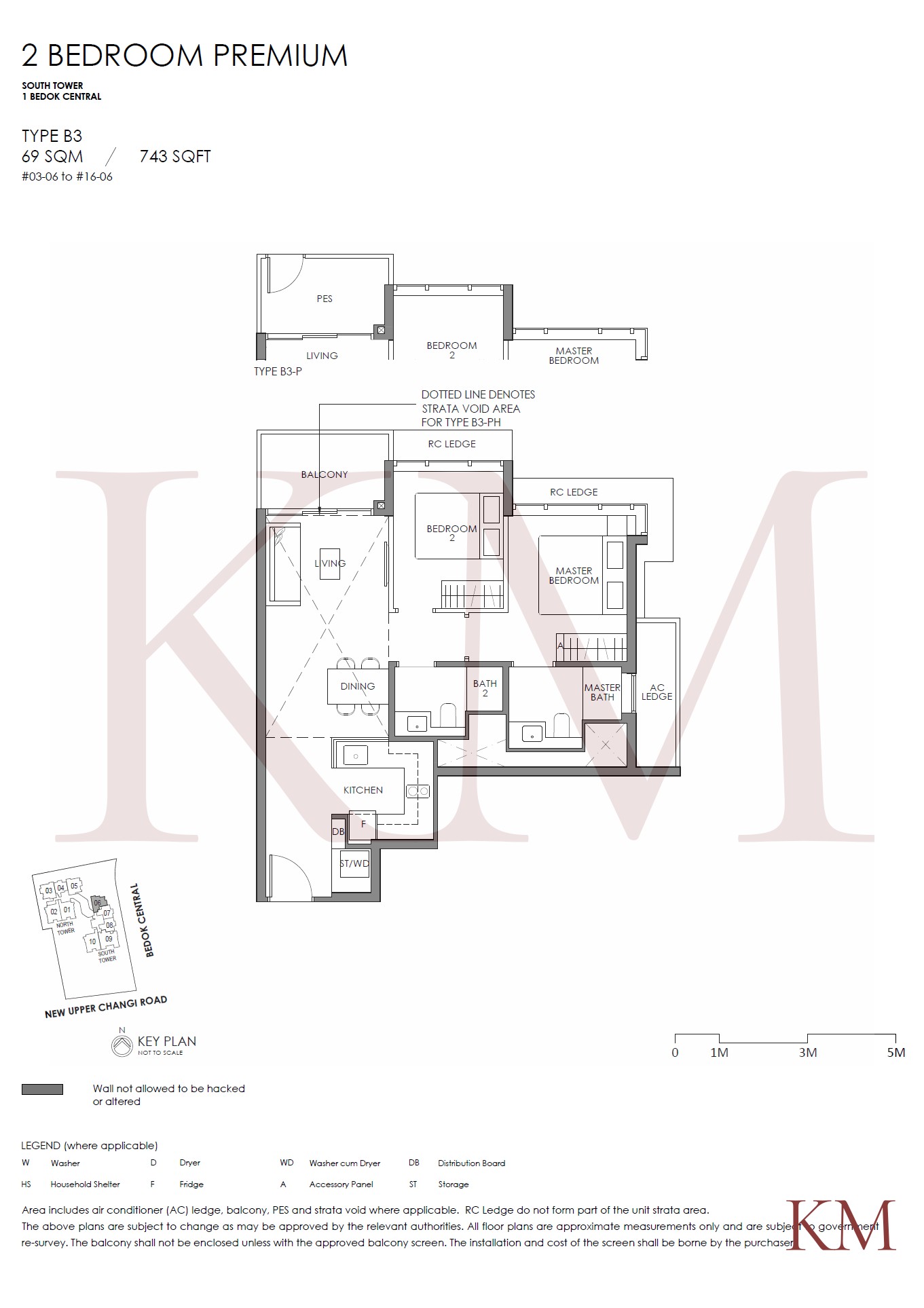 Sky Eden@Bedok Type B3 floor plan, 2-bedroom