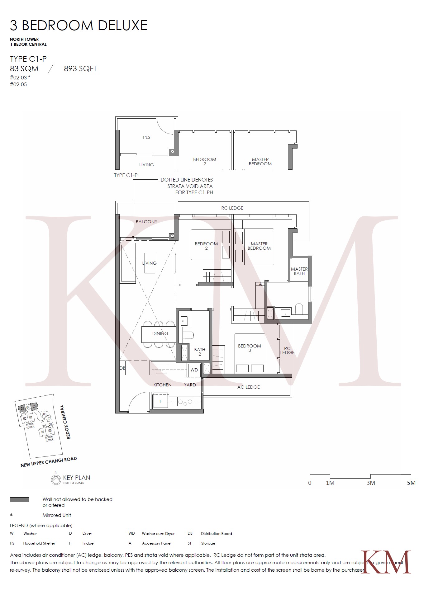 Sky Eden@Bedok Type C1-P floor plan, 3-bedroom