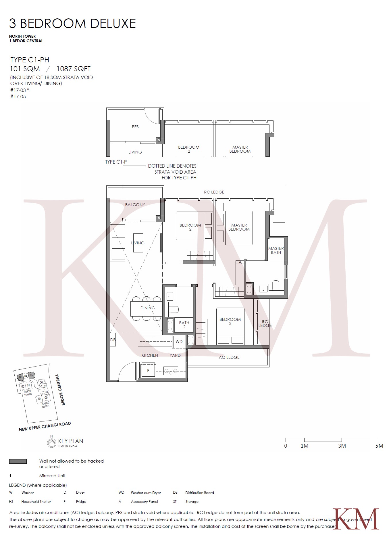 Sky Eden@Bedok Type C1-PH floor plan, 3-bedroom