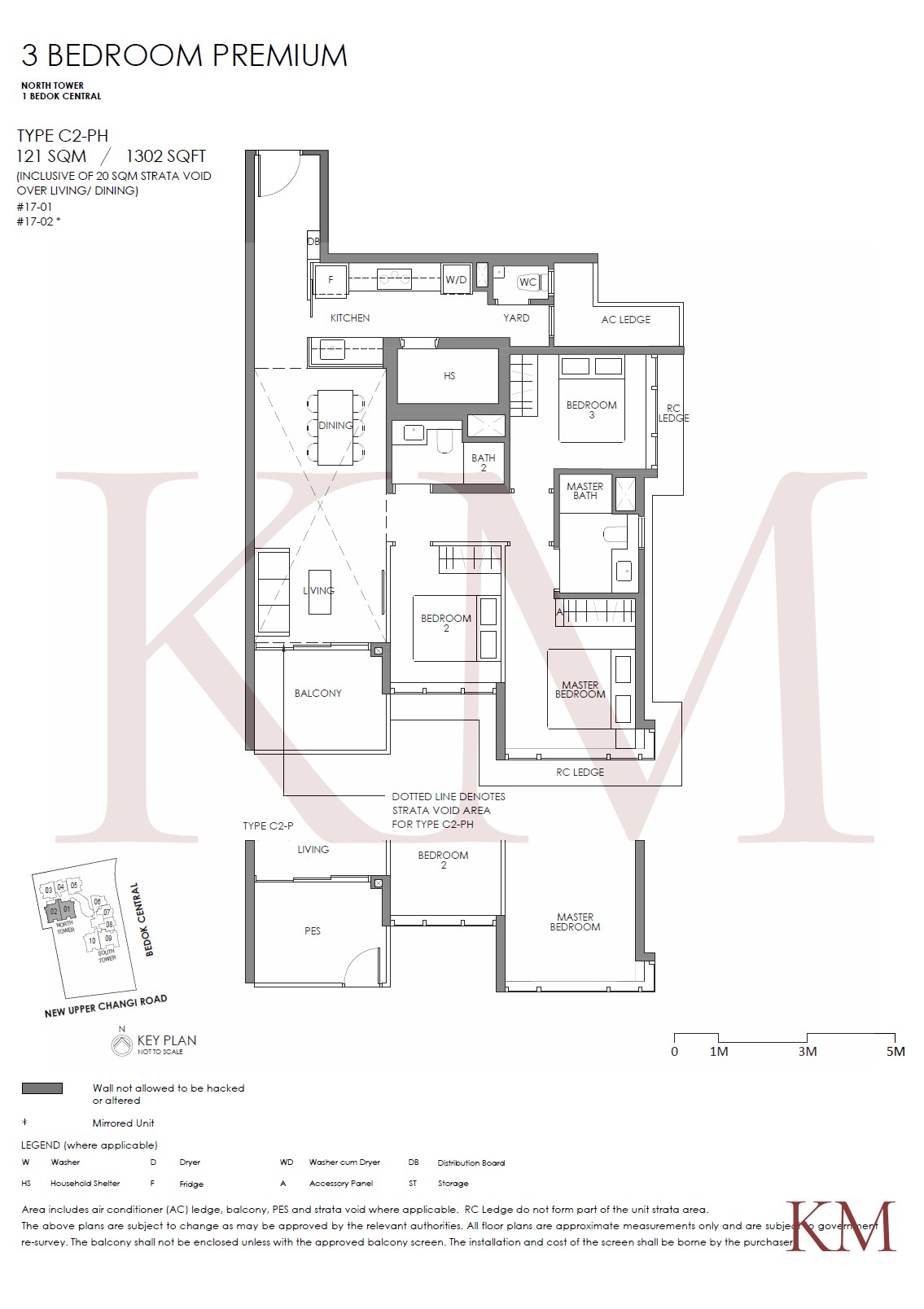 Sky Eden@Bedok Type C2-PH floor plan, 3-bedroom