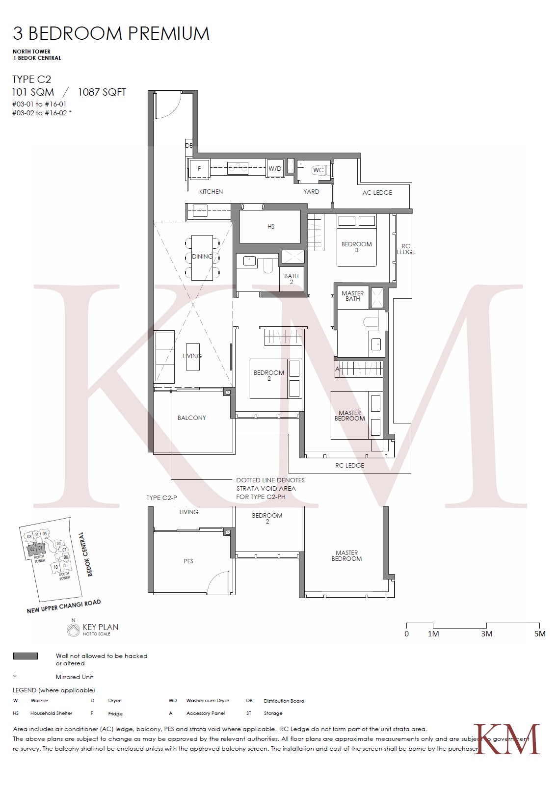 Sky Eden@Bedok Type C2 floor plan, 3-bedroom