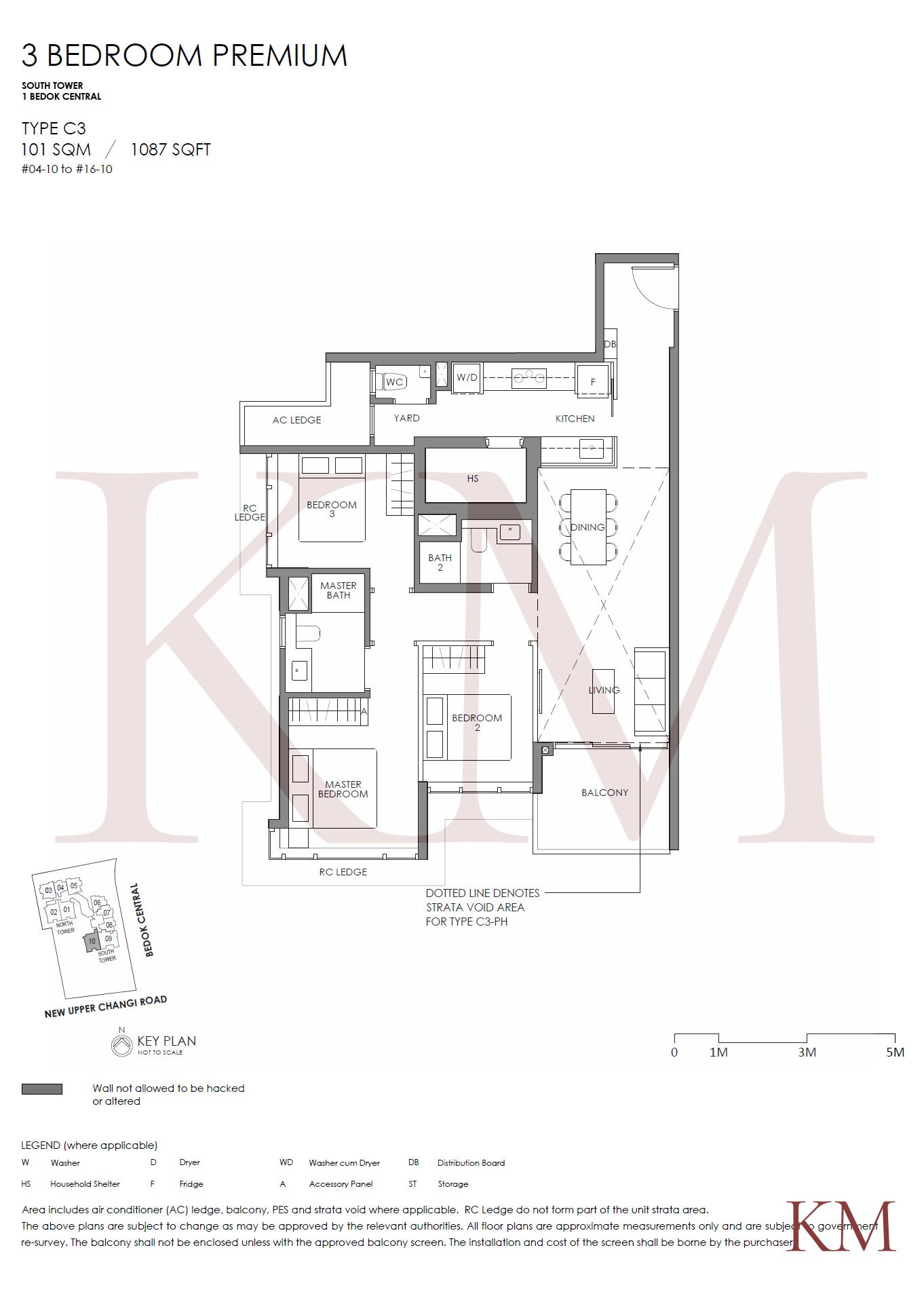 Sky Eden@Bedok Type C3 floor plan, 3-bedroom