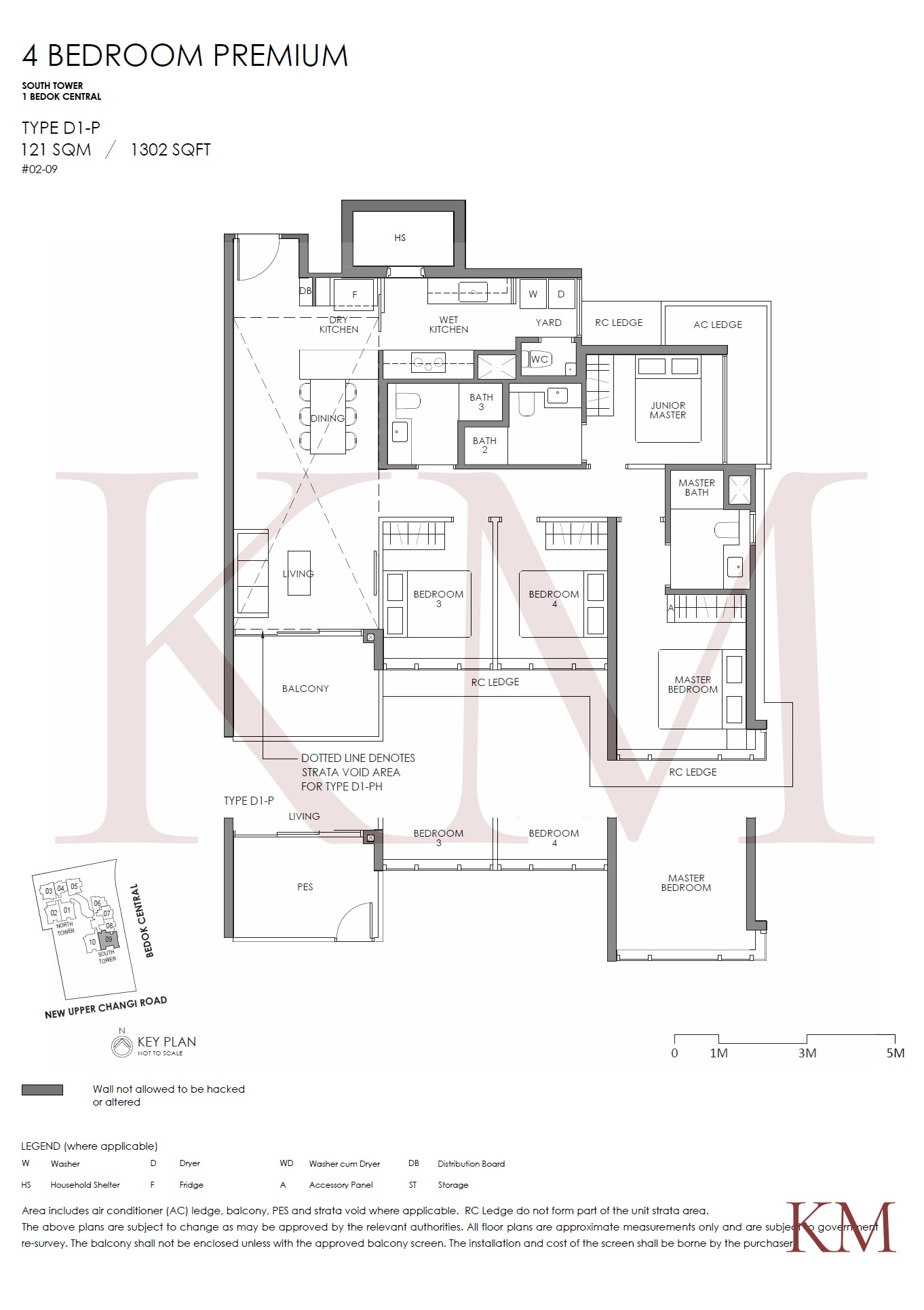 Sky Eden@Bedok Type D1-P floor plan, 4-bedroom