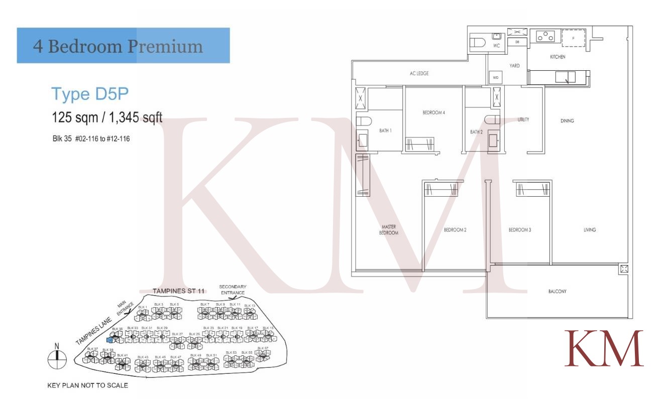 Treasure at Tampines Type D5P floor plan, 4-bedroom