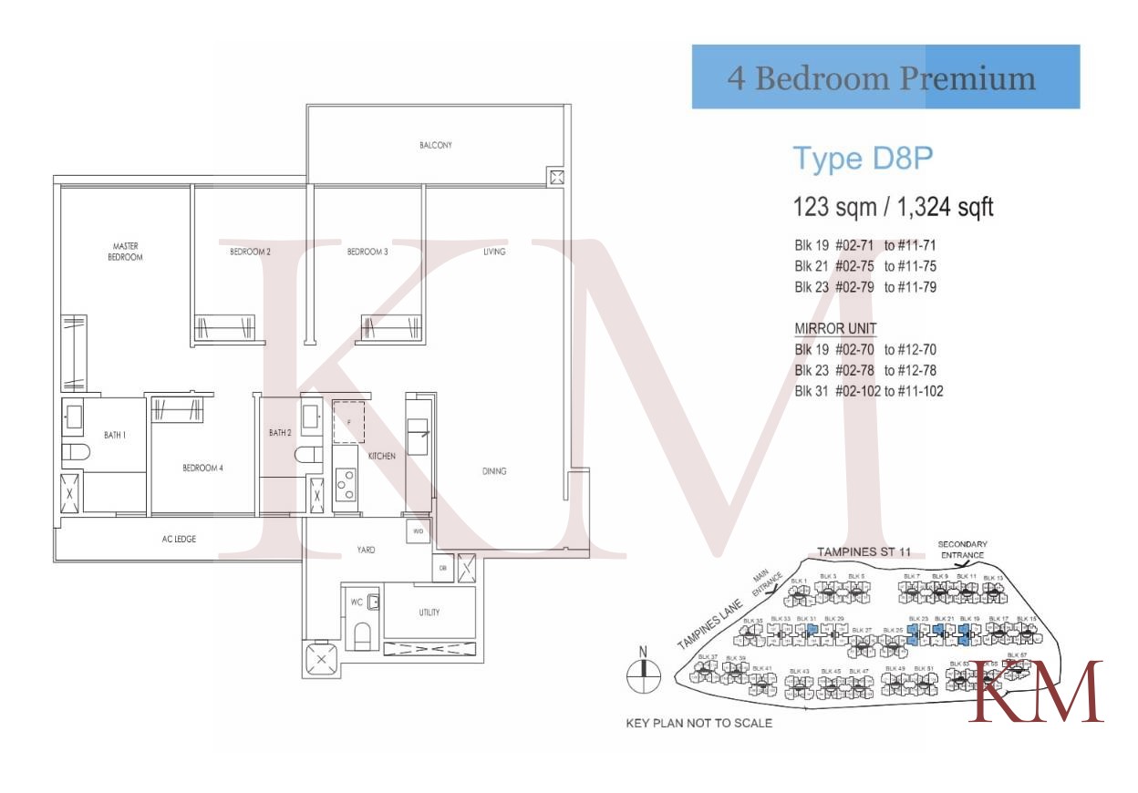 Treasure at Tampines Type D8P floor plan, 4-bedroom