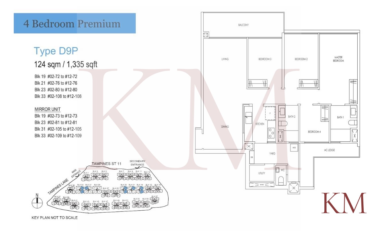 Treasure at Tampines Type D9P floor plan, 4-bedroom
