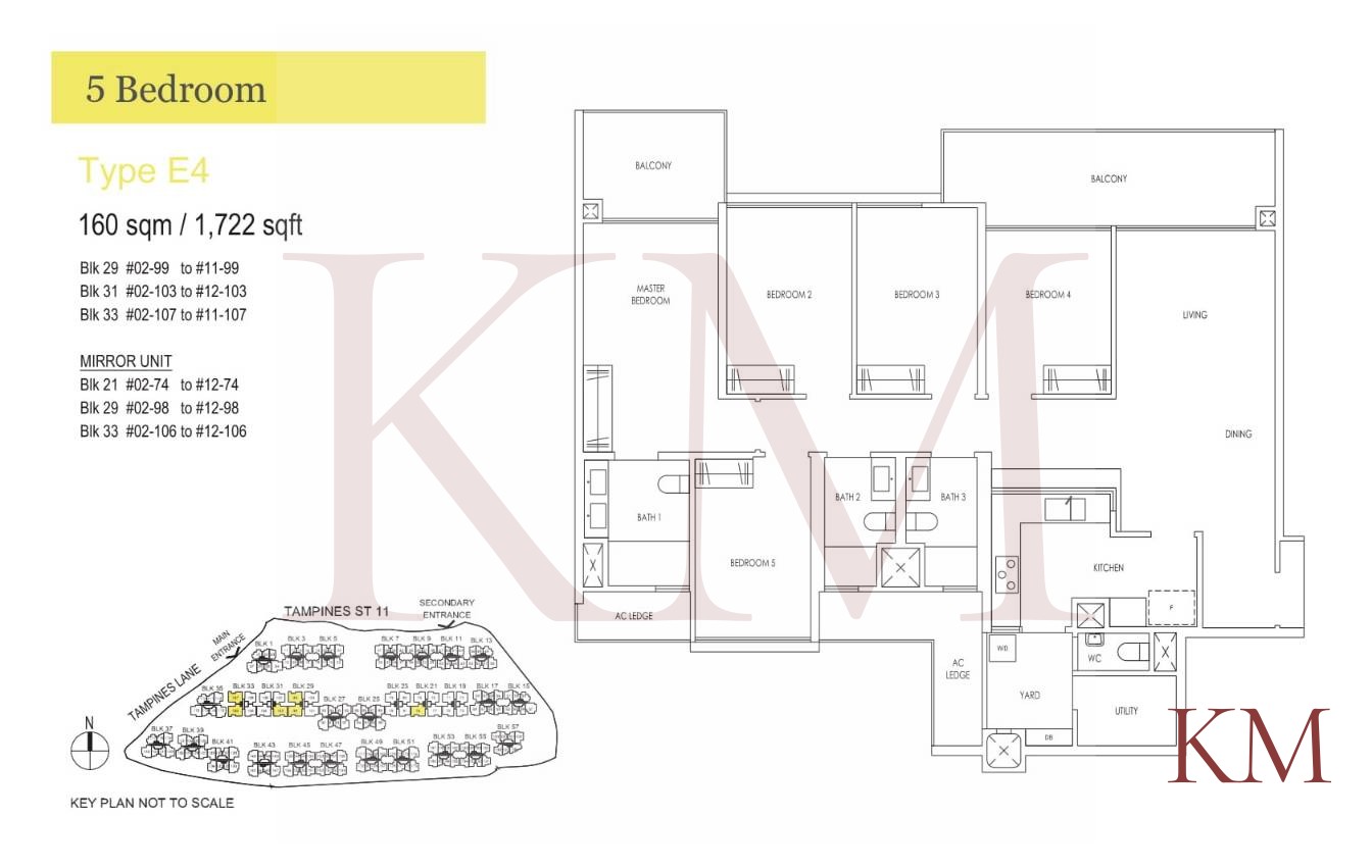 Treasure at Tampines Type E4 floor plan, 5-bedroom